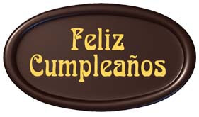 "FAIXA CHOCOLATE ""FELIZ CUMPLEAÑOS"" 46X26MM"