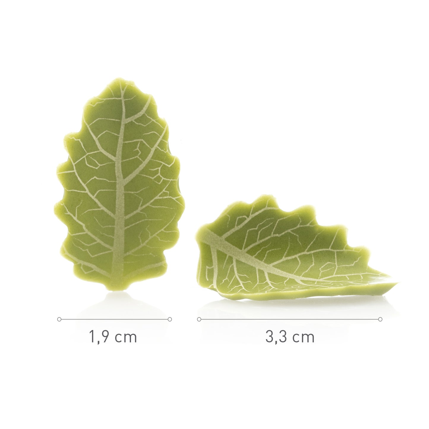 FEUILLE VERTE COURBÉE CHOCOLAT BLANC 33X19MM