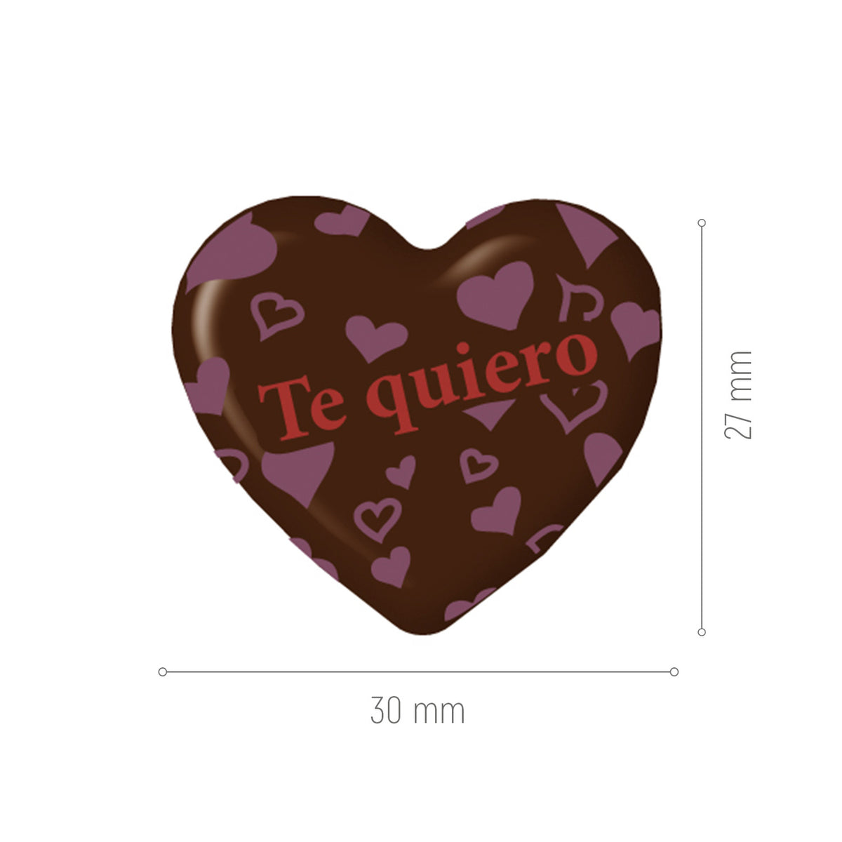 CORAZÓN SAN VALENTÍN CHOCOLATE NEGRO 30X27MM