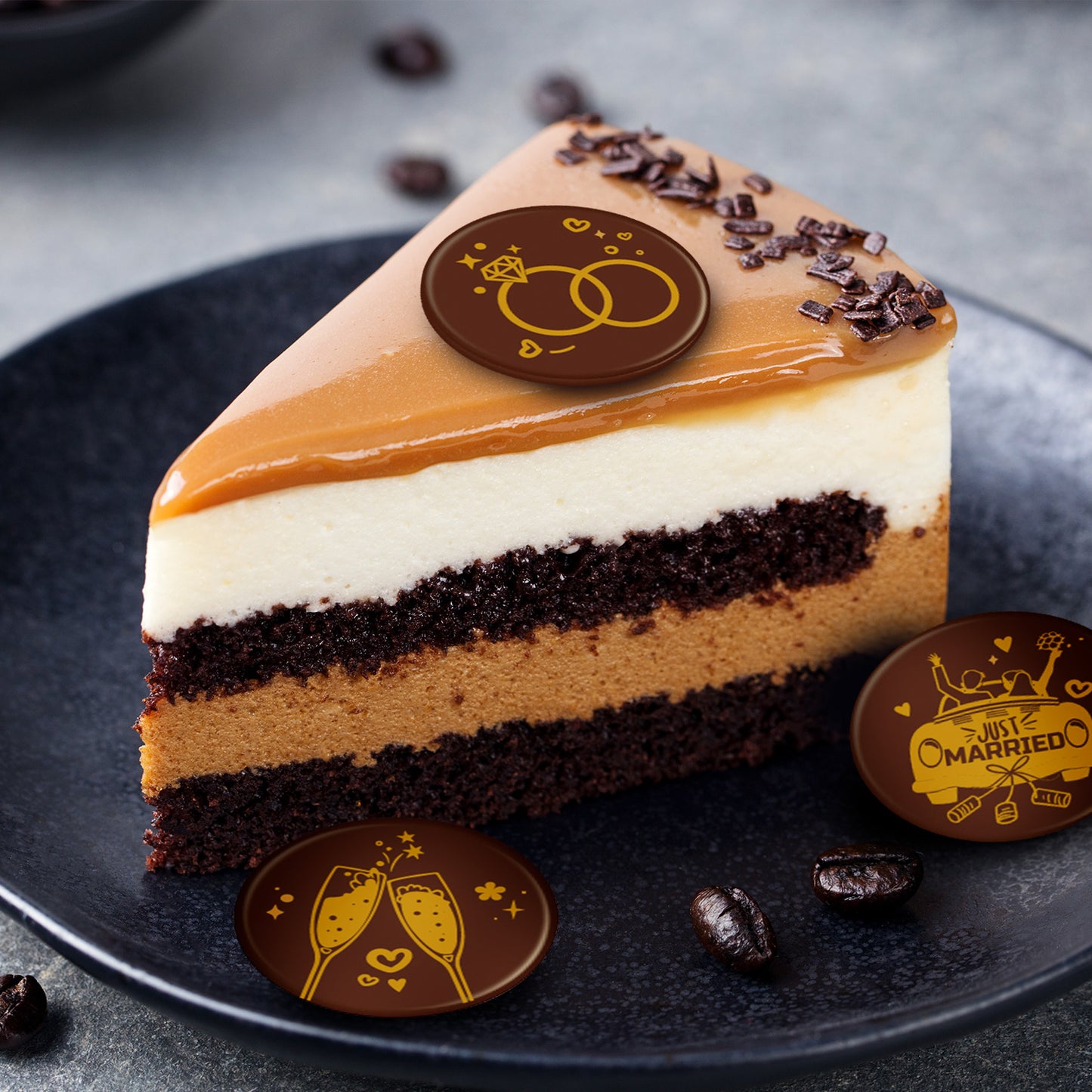 DECORAZIONE CIOCCOLATO FONDENTE MATRIMONIO Ø 30MM