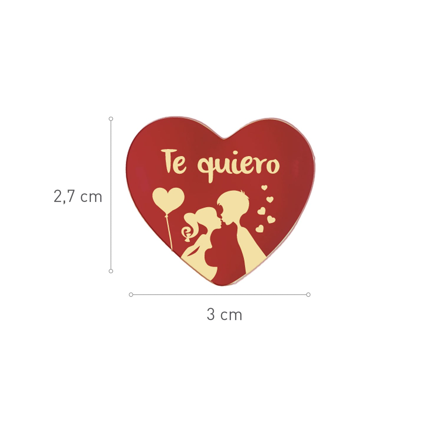 CORAZÓN DE CHOCOLATE BLANCO BESO PAREJA 30X27MM