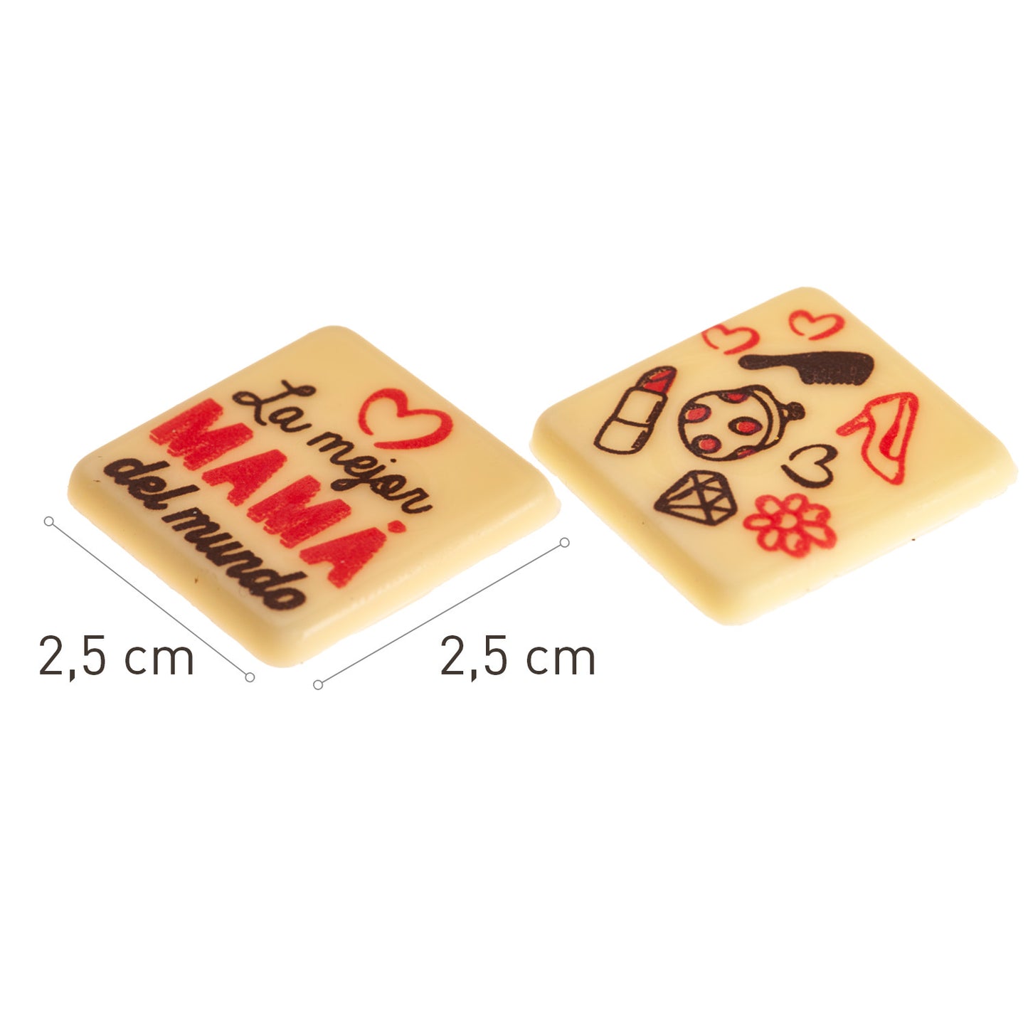 VARIEDADE MÃE CHOCOLATE BRANCO PRATO QUADRADO 25X25MM