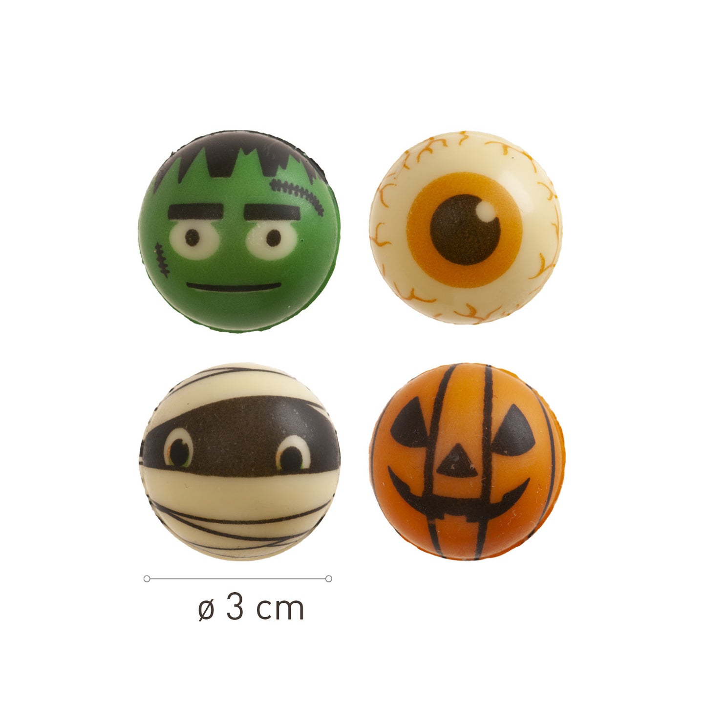 ASSORTIMENT CHOCO BOULES HALLOWEEN BLANCHES 3D Ø30MM