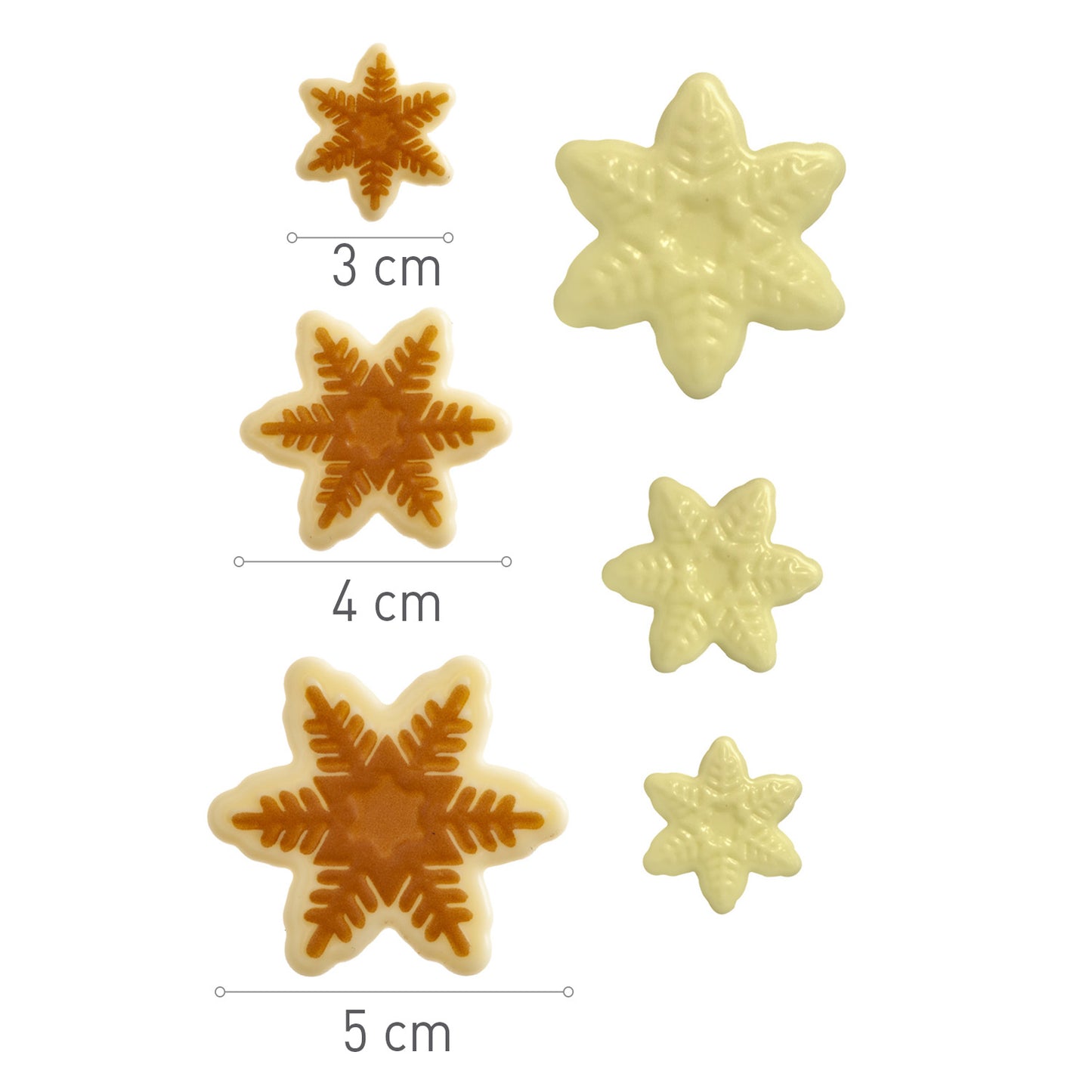 CHRISTMAS ASSORTMENT WHITE CHOCO SNOWFLAKES 30,40,50MM
