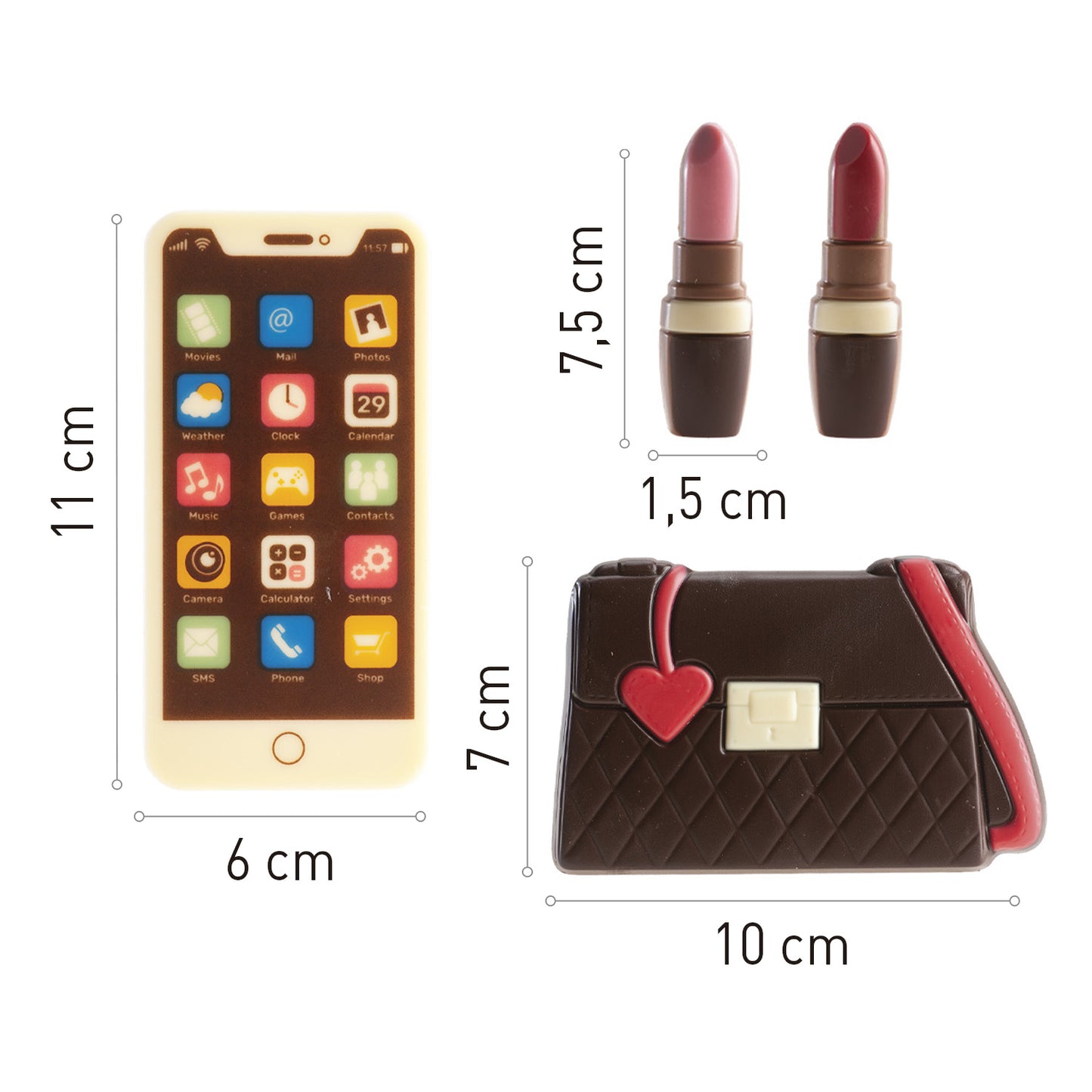 SAC DE DÉCORATION CHOCOLAT ET KIT DE MAQUILLAGE 4 PCS