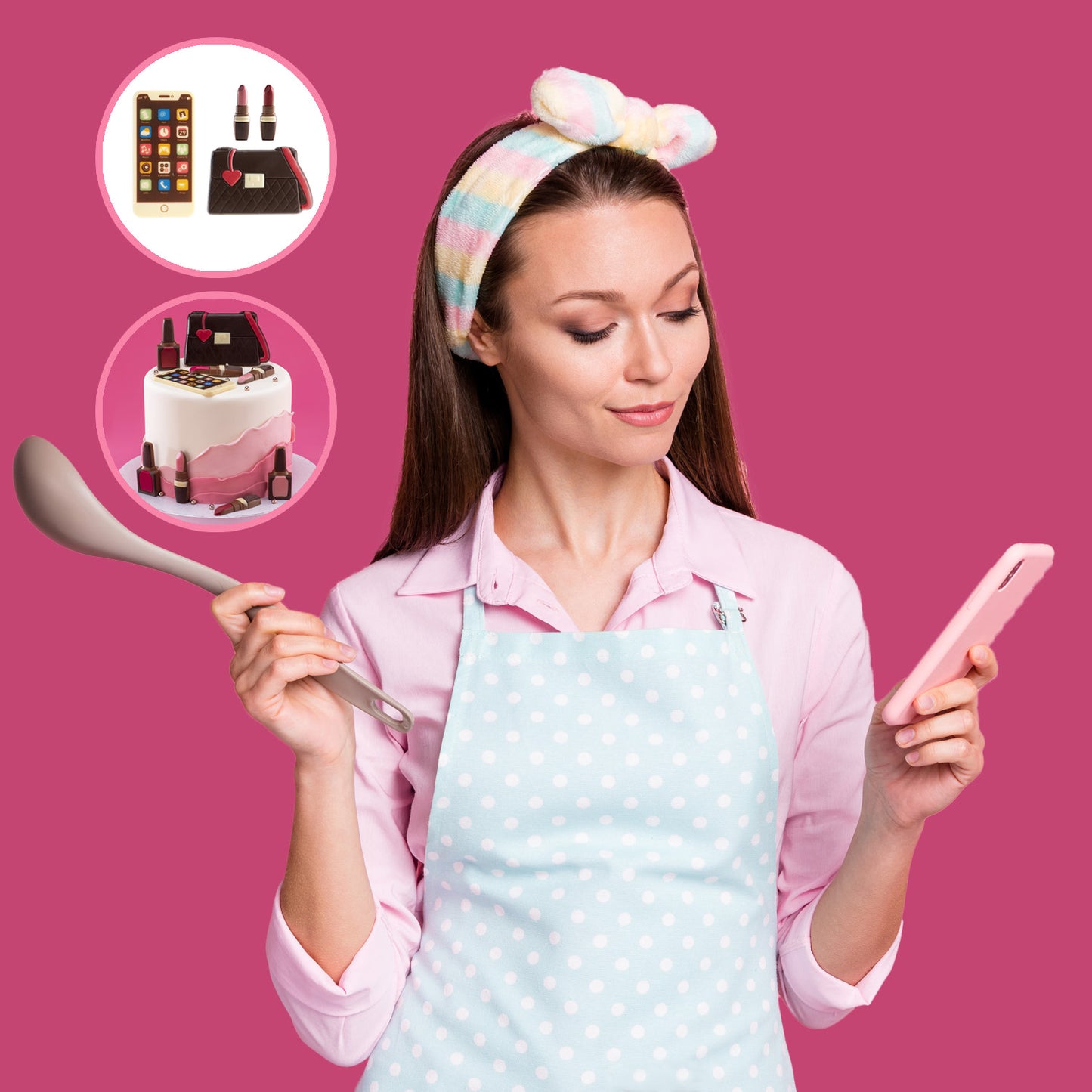 SAC DE DÉCORATION CHOCOLAT ET KIT DE MAQUILLAGE 4 PCS