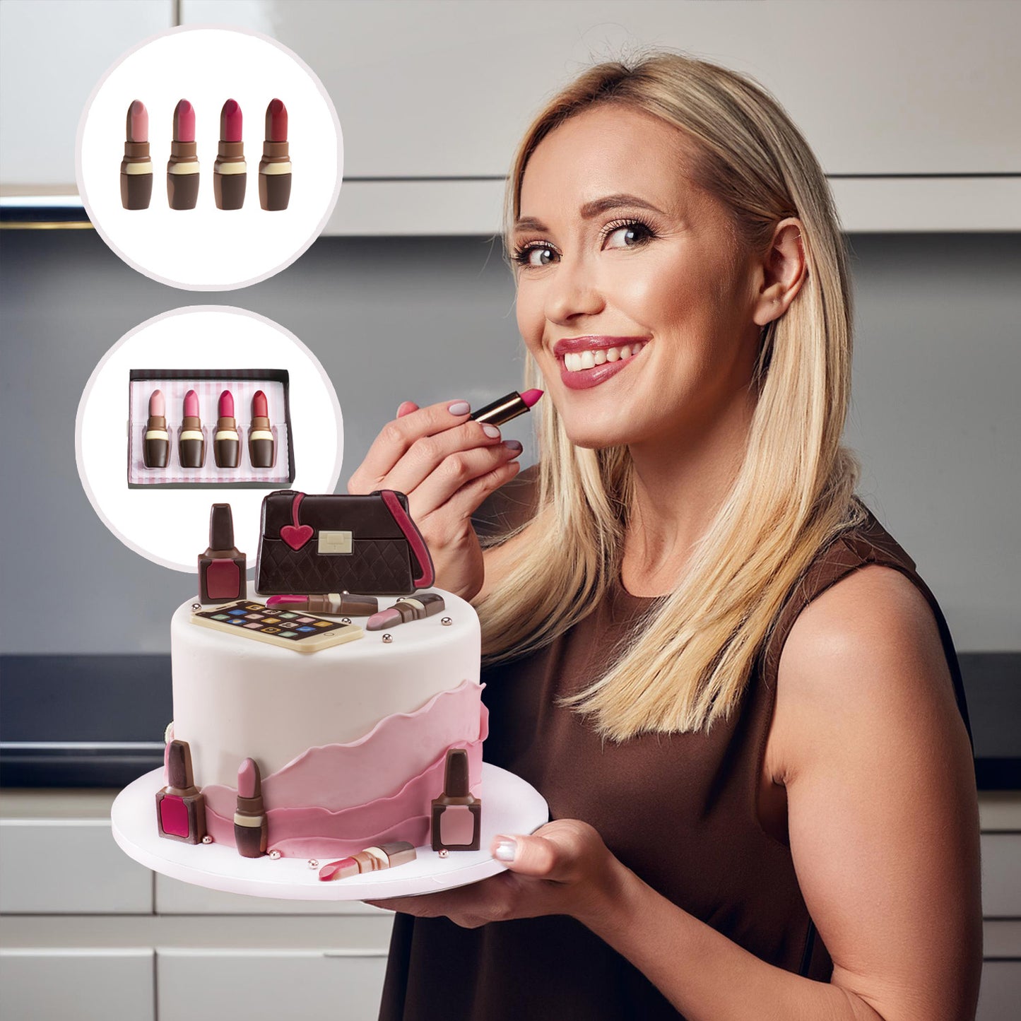 DECORAÇÃO BATOM CHOCOLATE DE LEITE 73X20CM