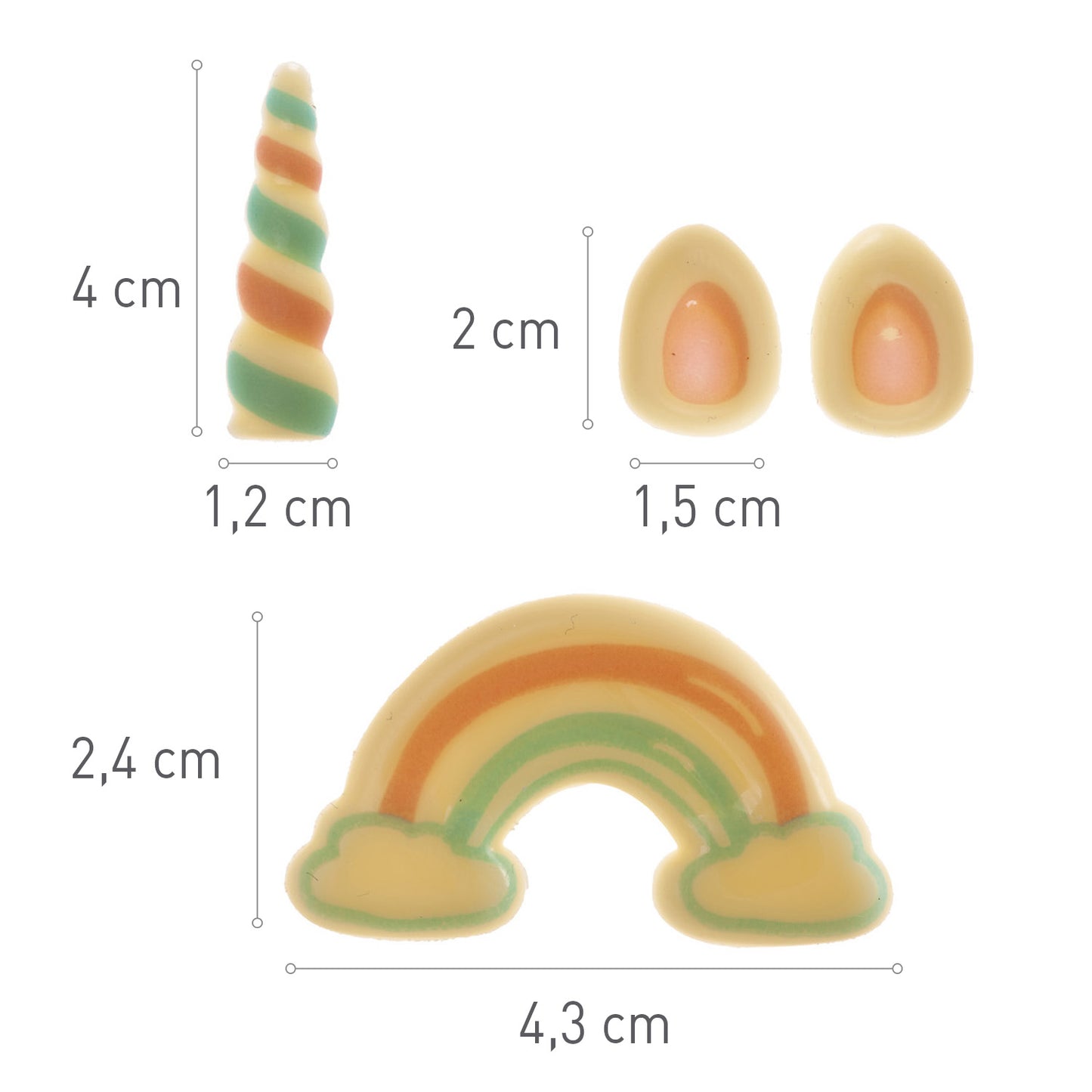 WHITE CHOCOLATE UNICORN ASSORTMENT 20-40MM