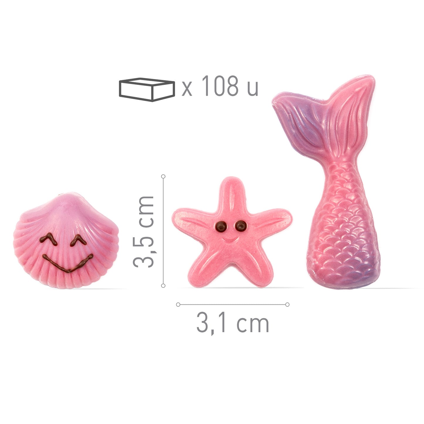 ASSORTIMENT SIRÈNE CHOCOLAT BLANC 41-70MM