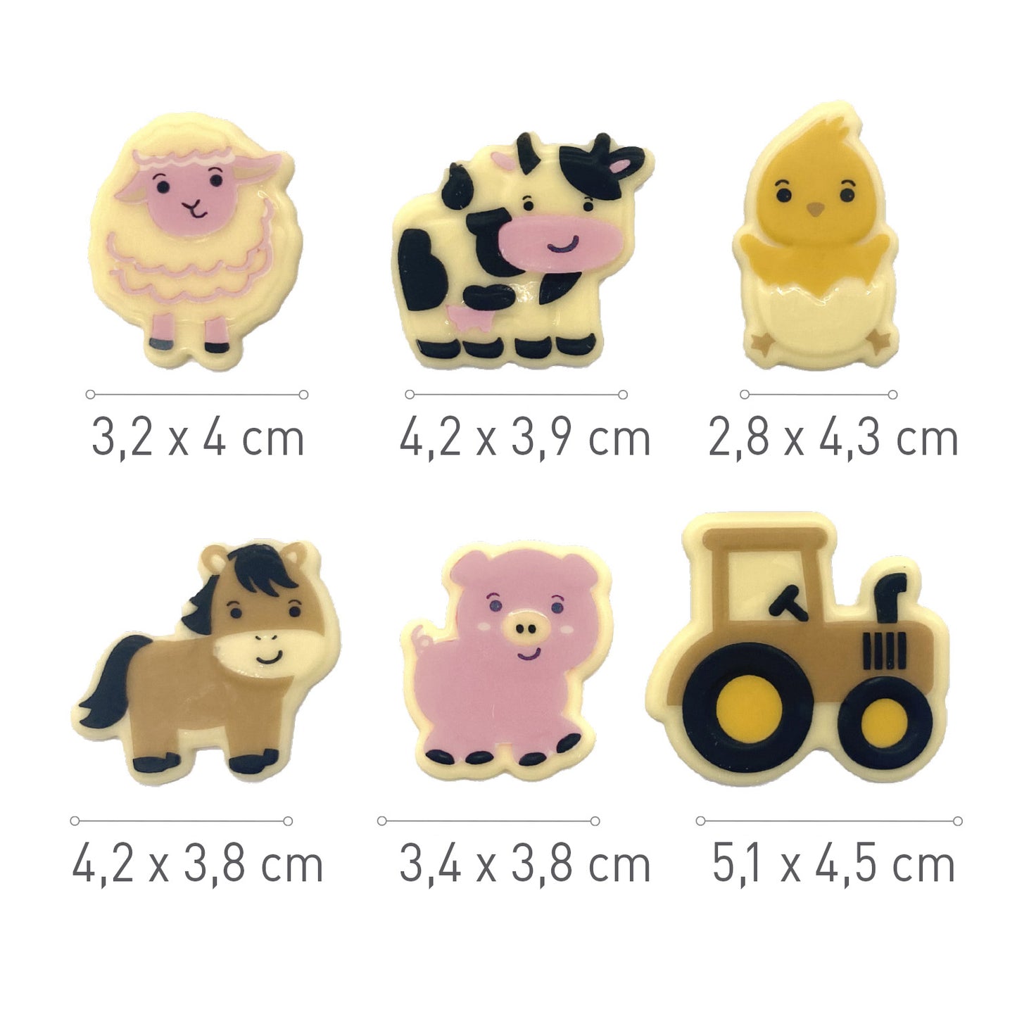 ASSORTMENT FARM ANIMALS WHITE CHOCOLATE