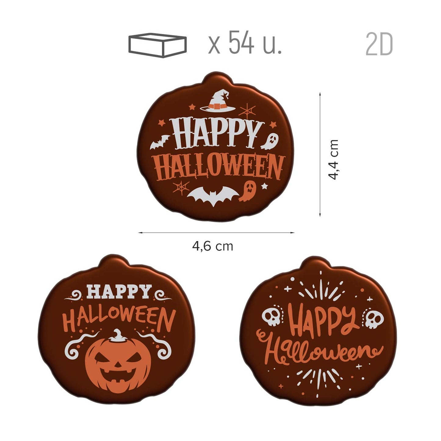 LETRERO CHOCO NEGRO SURTIDO HAPPY HALLOWEEN 3 MODELOS 54 UDS