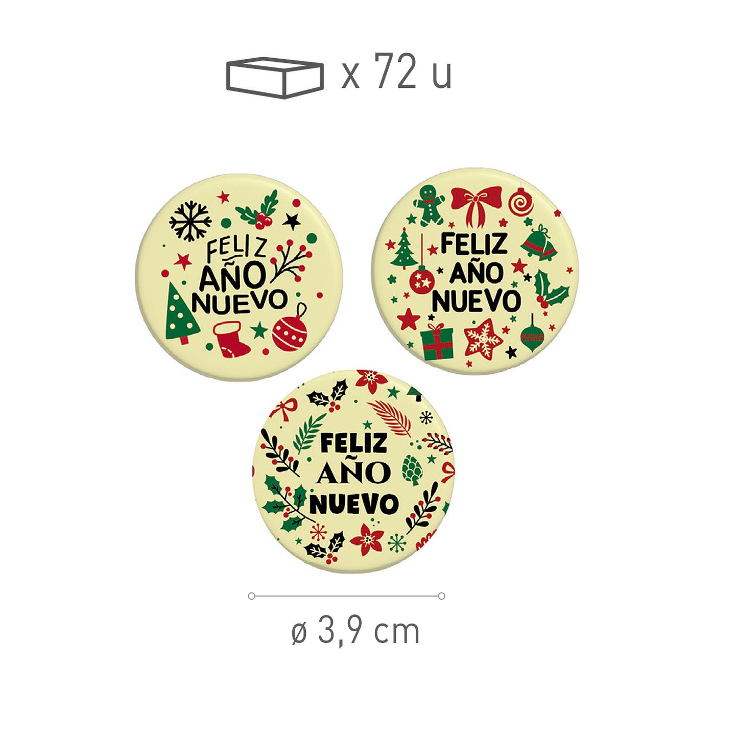 ASSORTMENT CHOCO WHITE HAPPY NEW YEAR 39 MM