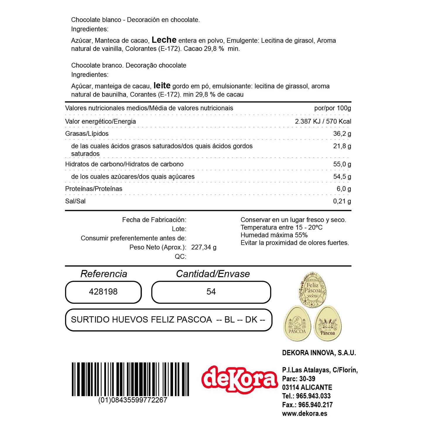 HAPPY EASTER HAPPY CHOCOLATE WHITE LETTER PORTUGAL 40 x 52 M