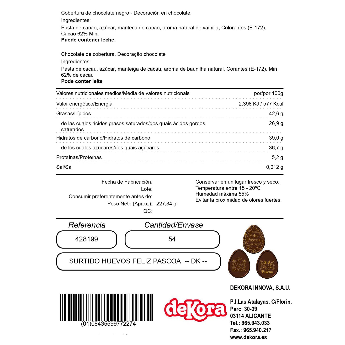HAPPY EASTER HAPPY CHOCOLATE BLACK PORTUGAL 40 x 52 MM
