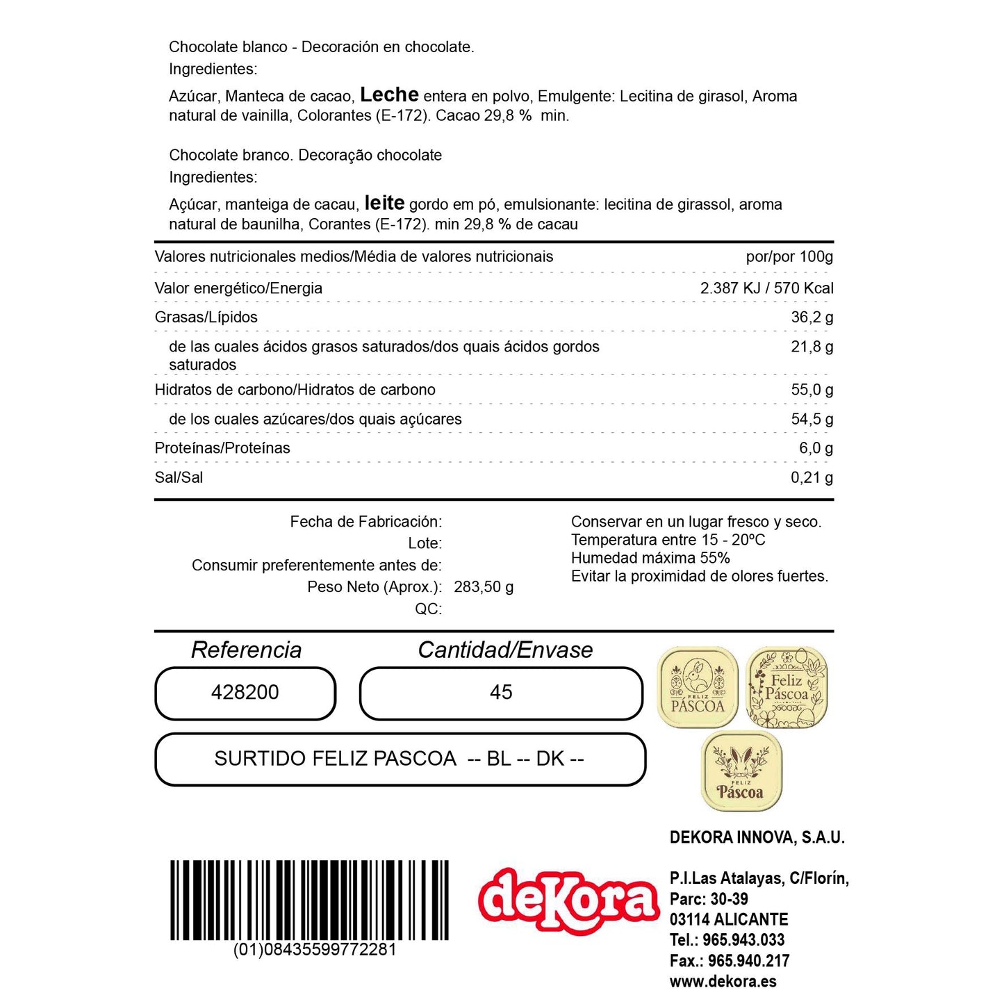 JOYEUSE PAQUES JOYEUSE CHOCOLATE LETTRE NOIRE PORTUGAL 40 x