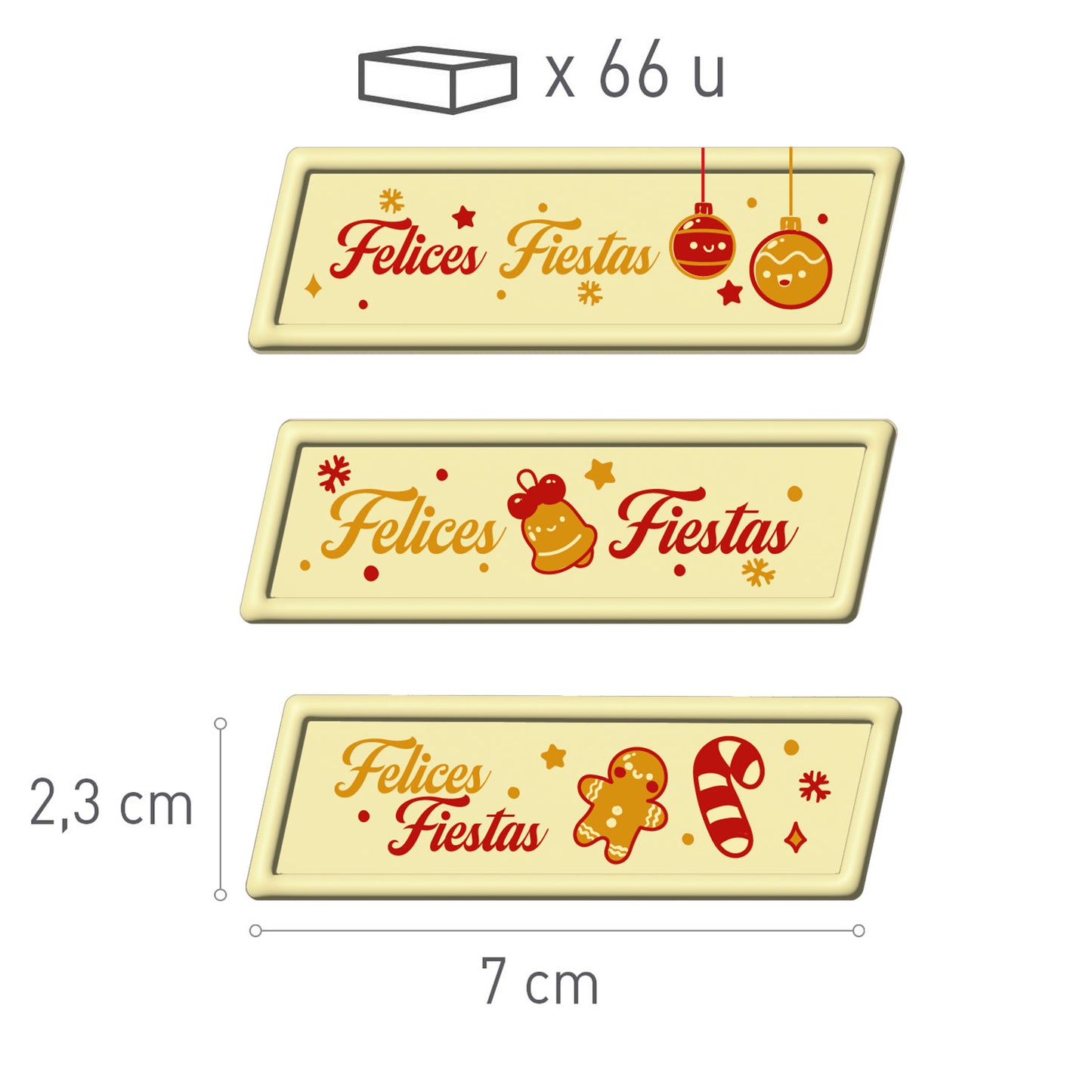 WHITE CHOCOLATE SIGN ASSORTMENT HAPPY HOLIDAYS 3 MOD 66 PCS
