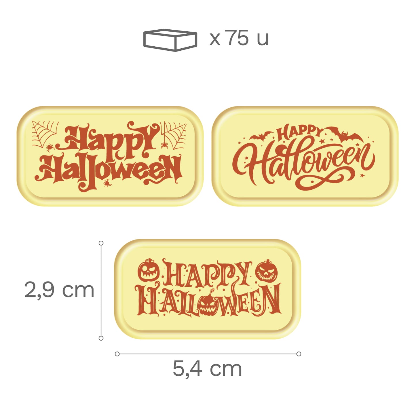 PANNEAU CHOCOLAT BLANC ASSORTI HAPPY HALLOWEEN 75 PIÈCES
