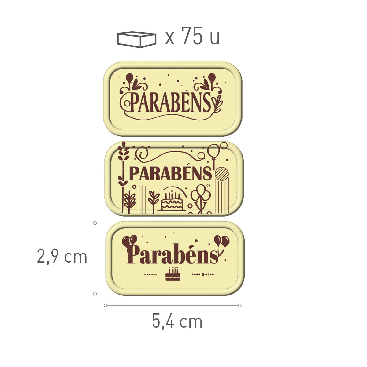 ASSORTED WHITE CHOCO PARABWHITE CHOCO PARABENS SIGN 75 UNITS