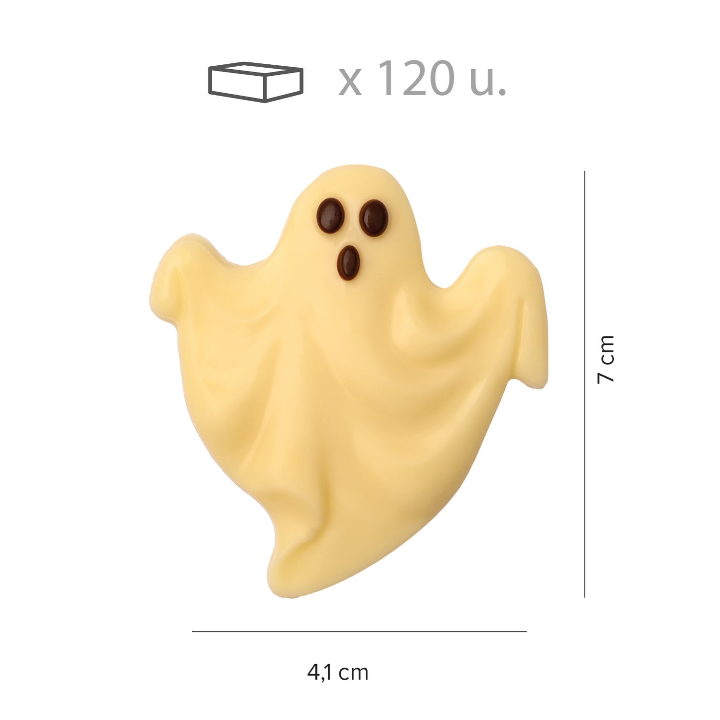 FANTASMA DE CHOCOLATE BRANCO 120 PEÇAS 41*70MM