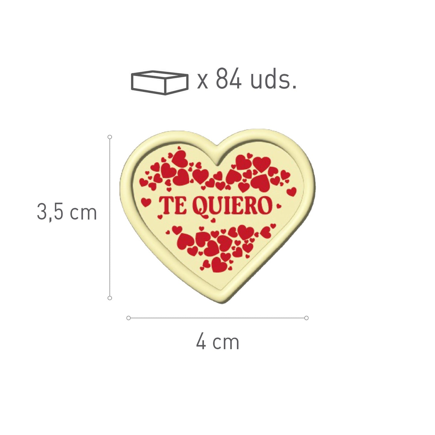 PANNEAU « JE T'AIME » CHOCO BLANC 40X35 MM