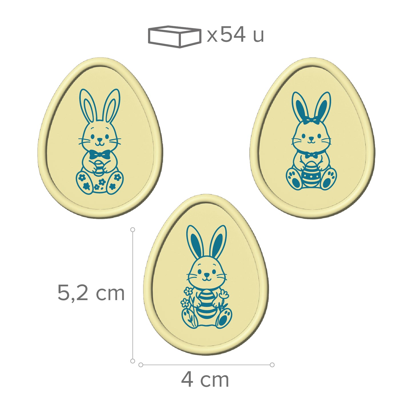 LETRERO CHOCOLATE BLANCO PASCUA CONEJO 54 UDS - 40X52 MM