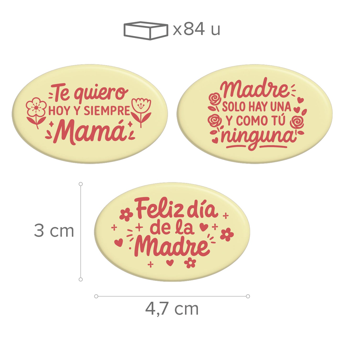 ASSORTED WHITE CHOCOLATE MOTHER'S DAY 47X30 MM - 84 PCS