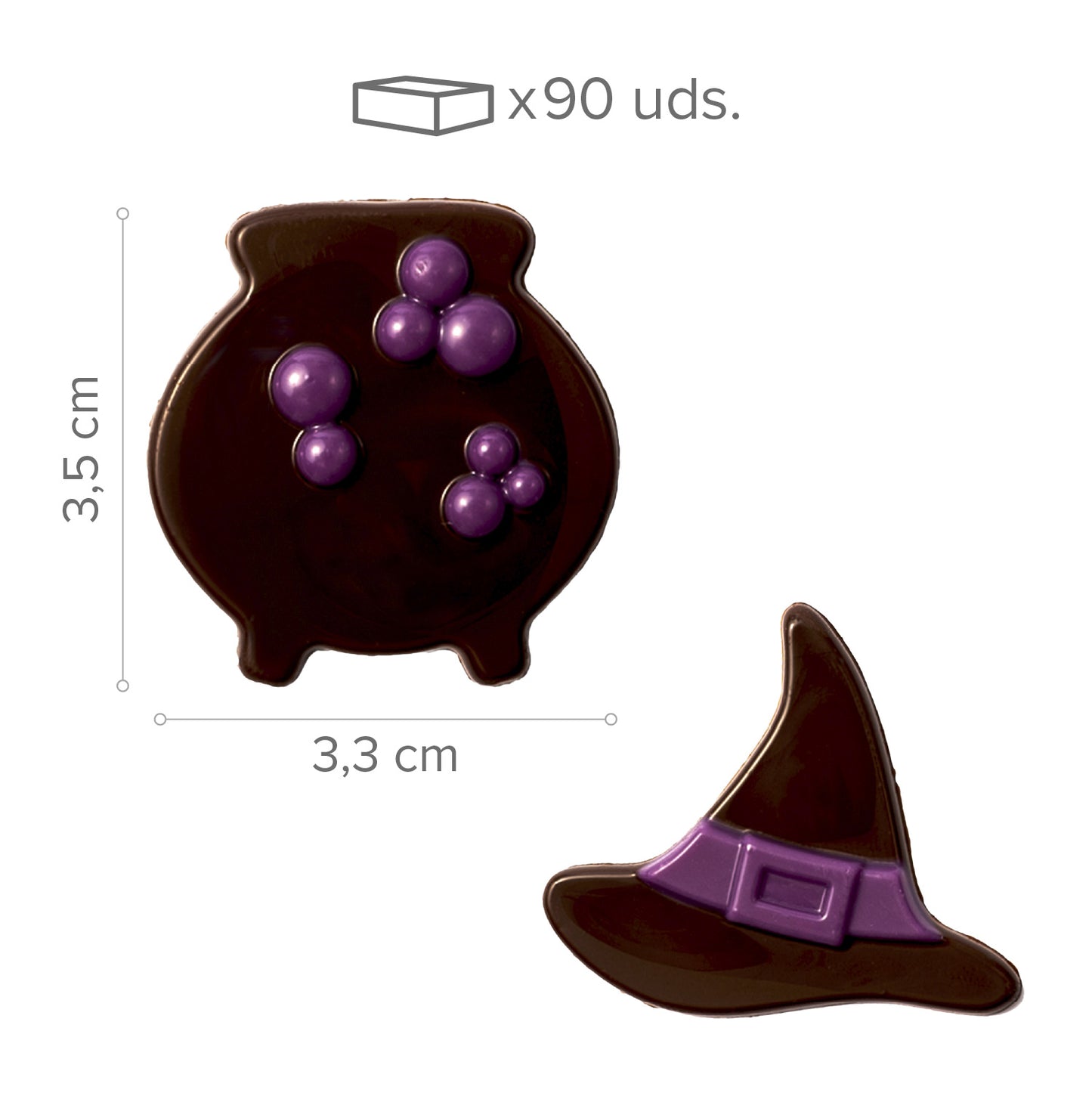 DECORAZIONE CIOCCOLATO FONDENTE ASSORTITO BRUJA 2 DISEGNI 90