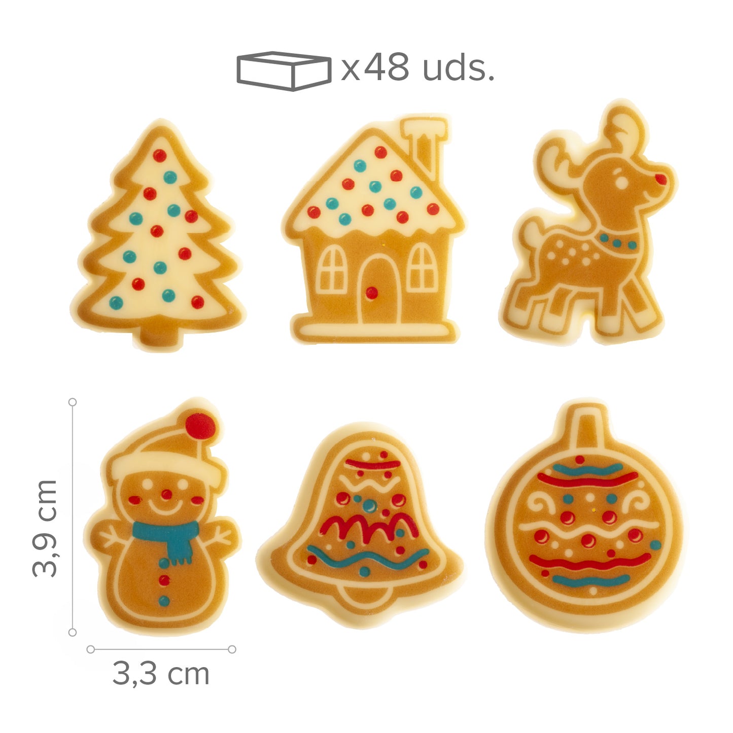 DECORACIÓN CHOCO BLANCO SURTIDO GALLETAS NAV 6 MODELOS 48UDS