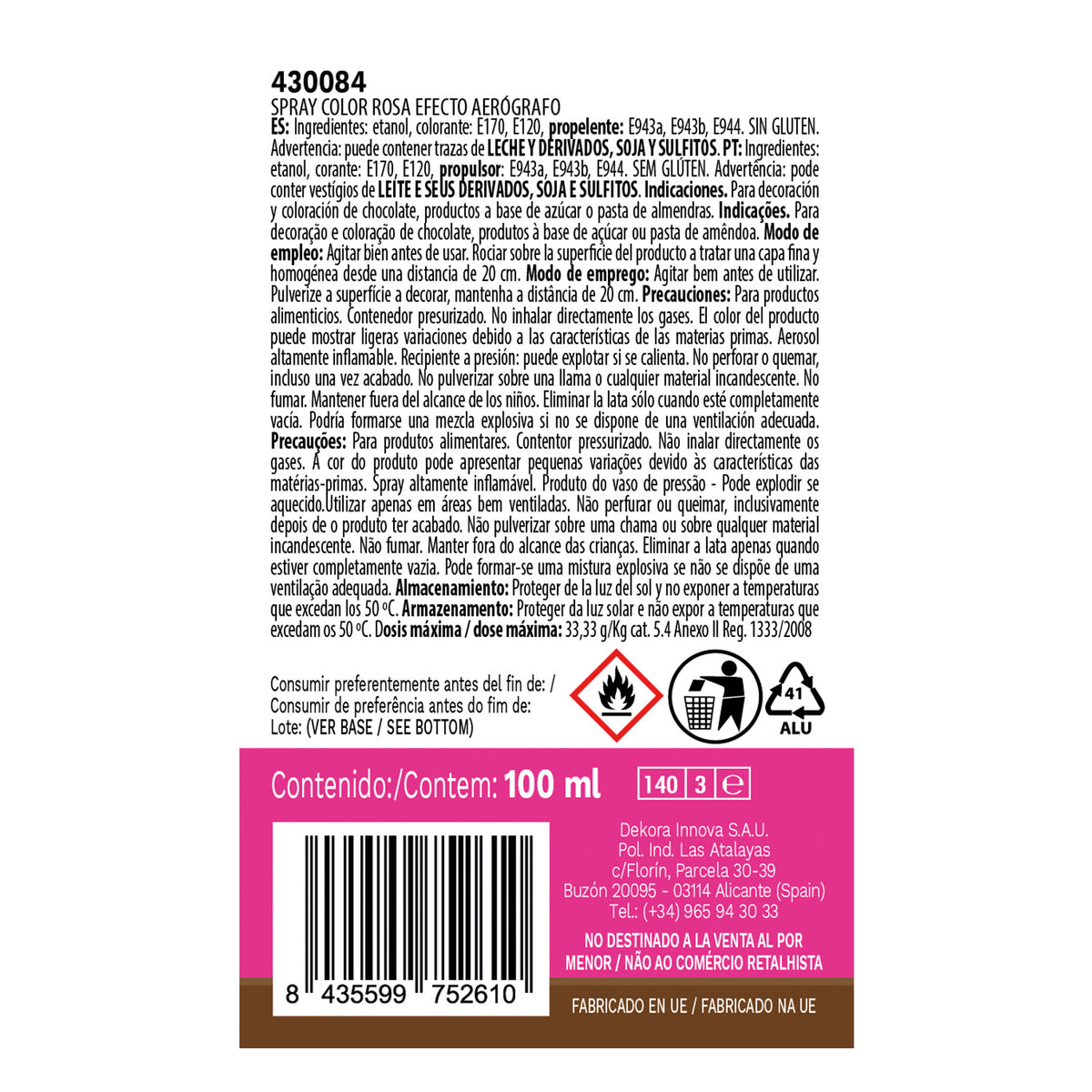SPRAY ROSA EFFETO AIRBRUSH ROSA AZF 100 ML E171 FREE