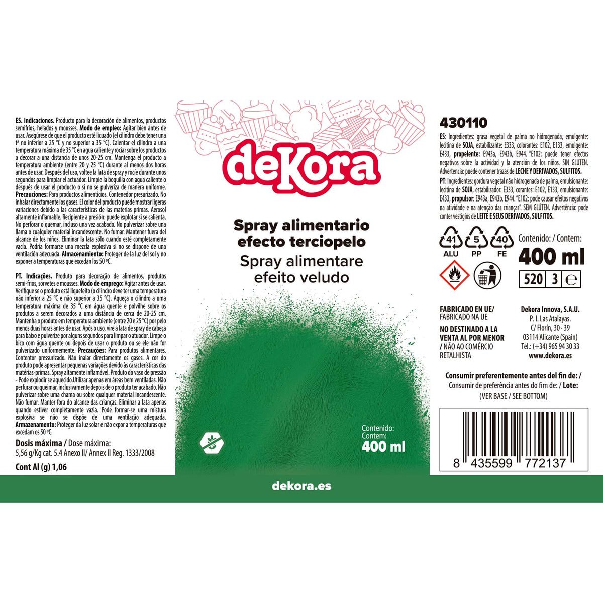 NUOVO SPRAY EFEETTO VELLUTO VERDE 400ML