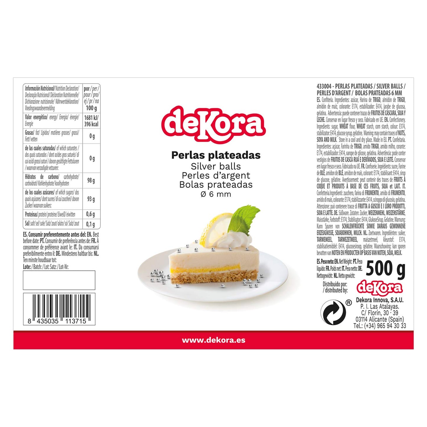 PERLAS AZÚCAR PLATA Ø 0.6CM 500GR