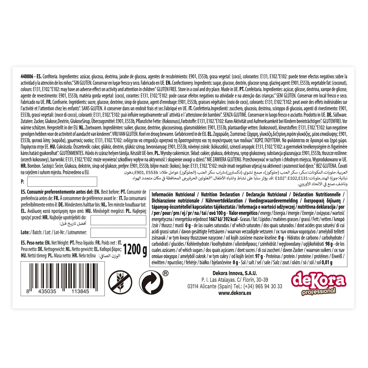 VERMICELLE SUCRE VERT 1.2KG