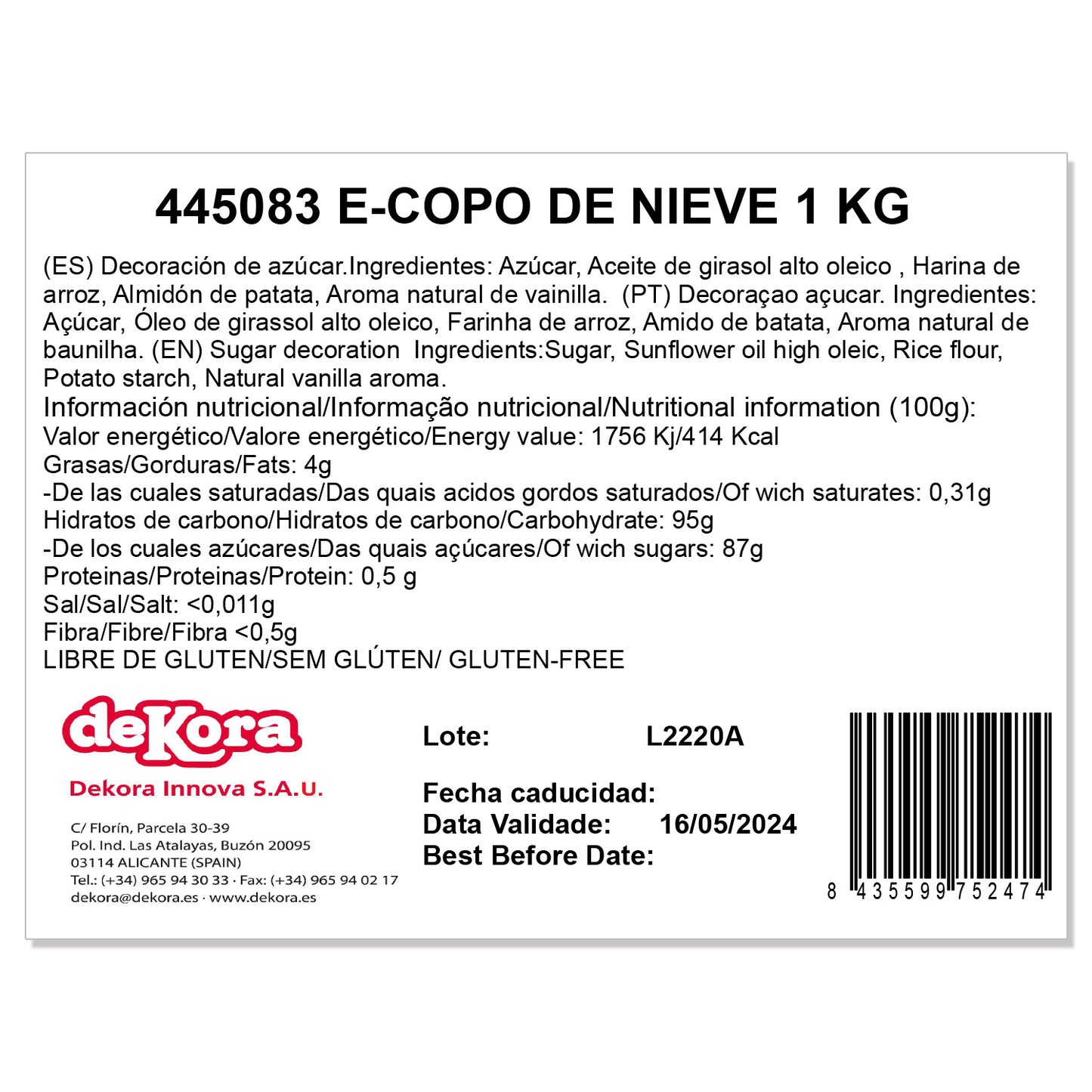 CORIANDOLI ZUCCHERO FIOCCO DI NEVE NATALE 1KG