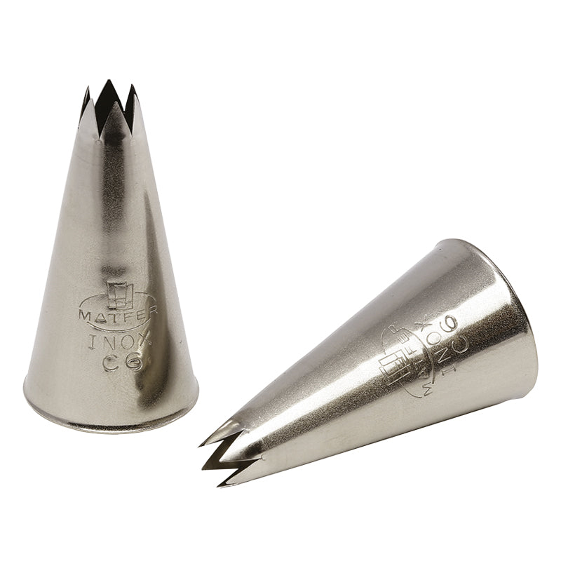 2 BECCUCCIO A STELLA ACCIAIO INOSSIDABILE 7MM/6 DENTI