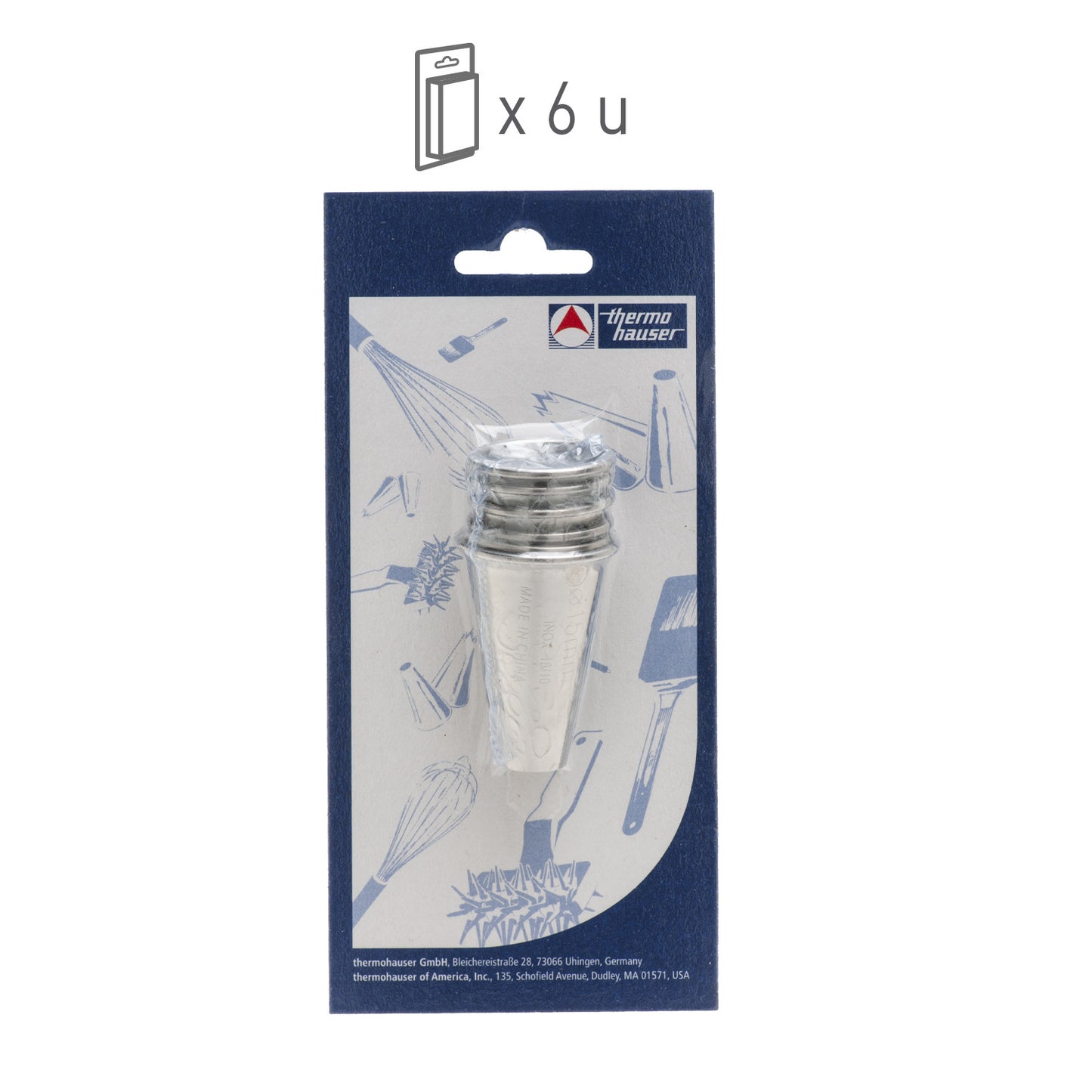 LOT DE DOUILLES 6 PCES.ACIER INOX. LISSES