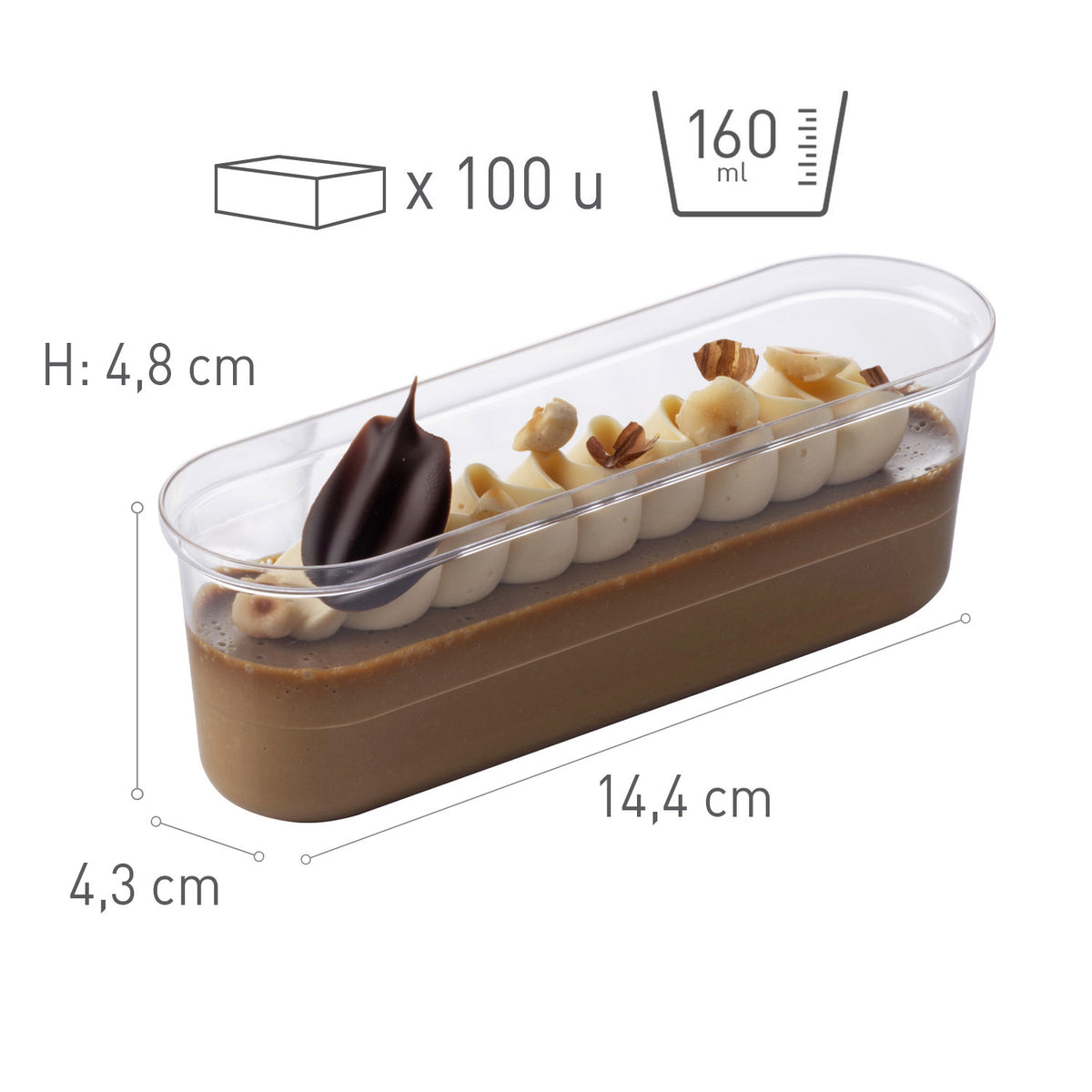 VASITO PLÁSTICO ECLAIR XL 144X43H48MM CAP.165ML