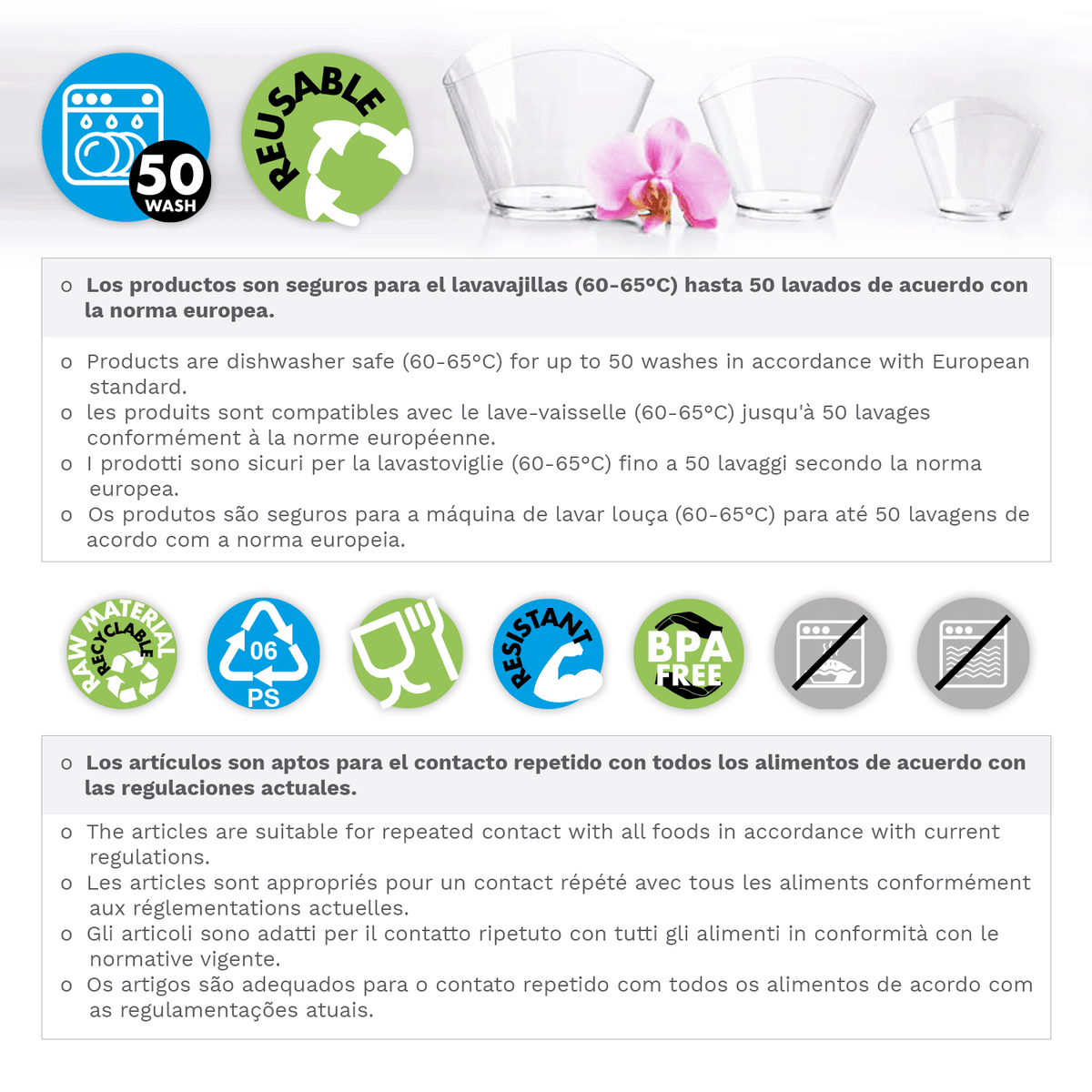 100 VERRES TRIANGULAIRES EN PLASTIQUE 8,5 x H 6,5 cm
