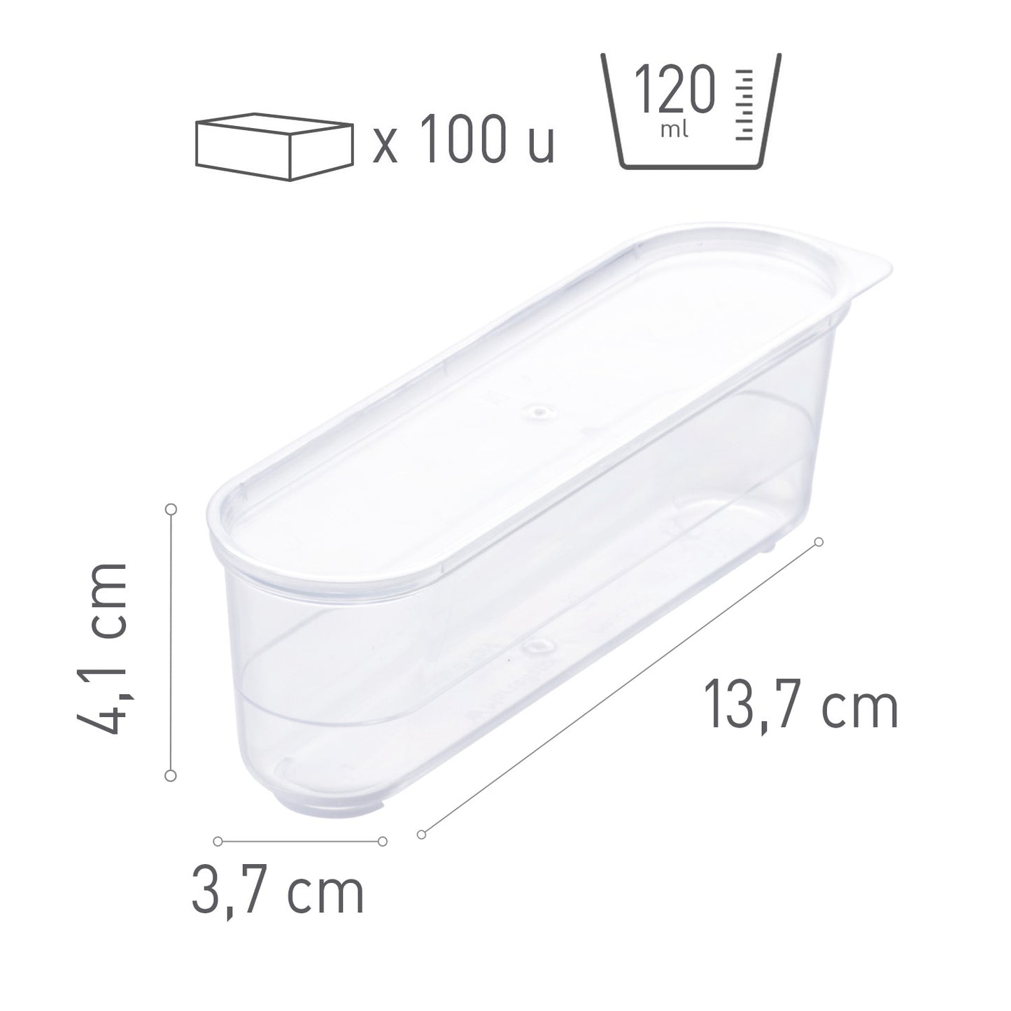 VASITO PLÁSTICO TRANSPARENTE ECLAIR 137X37 H41 MM CAP.1