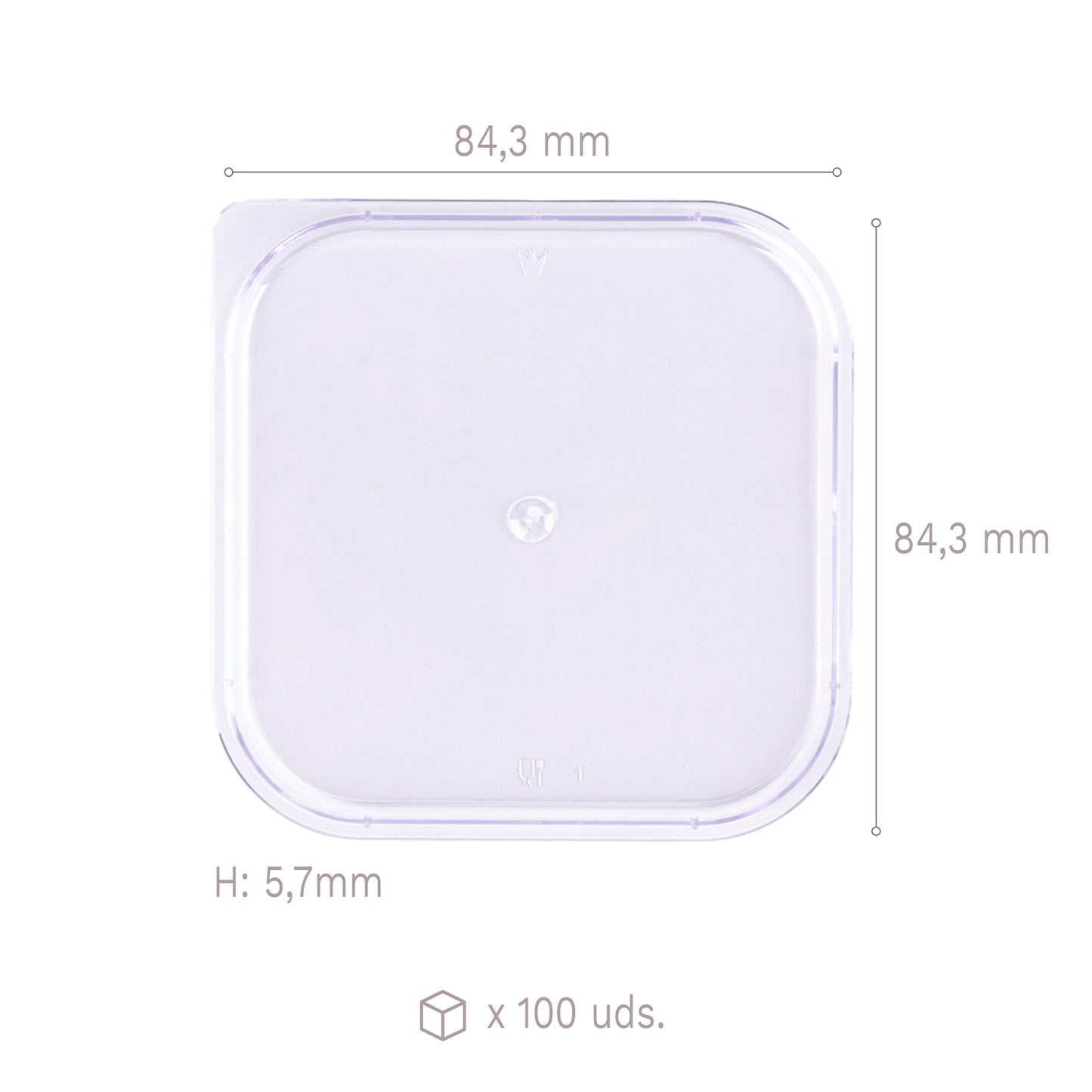 COUVERCLE POUR GOBELET PLASTIQUE KUBITO 84.3X84.3H5.7MM