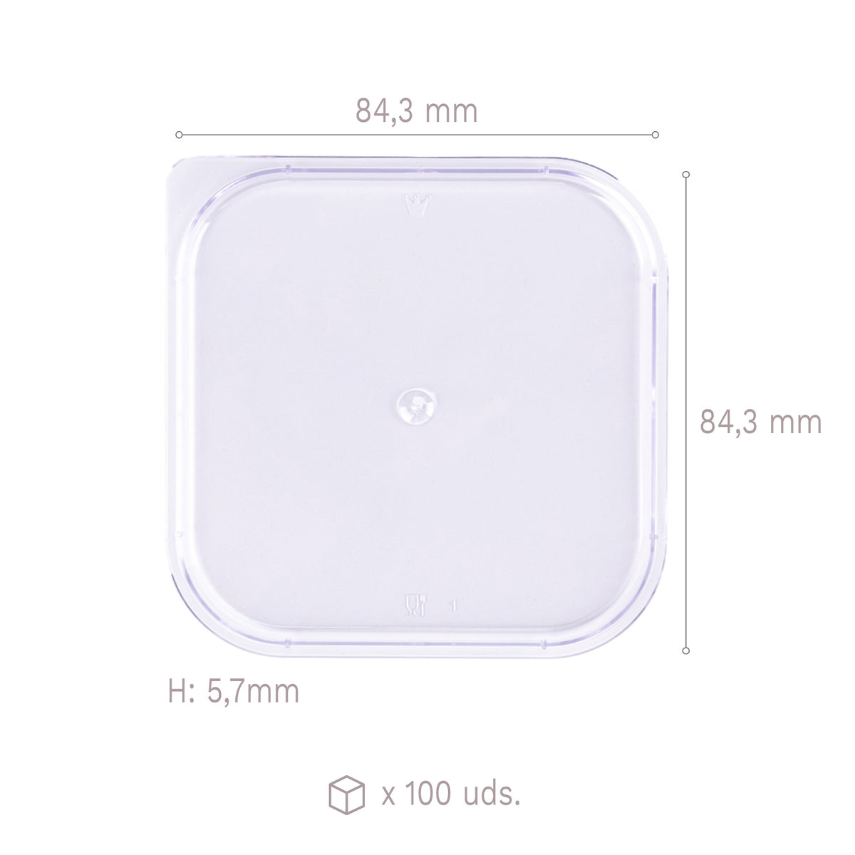 TAPA PARA VASITO PLÁSTICO KUBITO 84.3X84.3H5.7MM