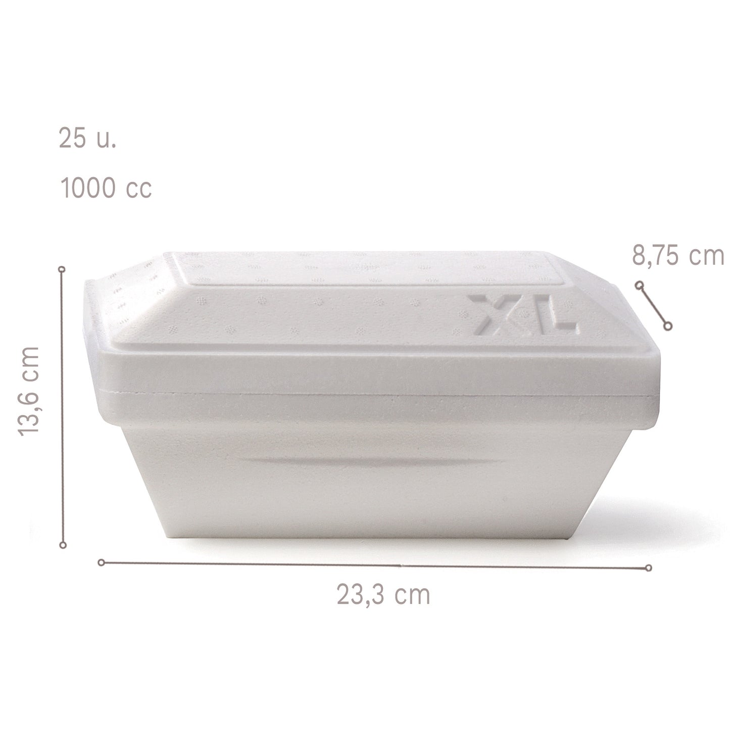 BACS À GLACE 1000 CC : 23,3 X 13,6 CM H 8,75 CM - 50 UNITÉS