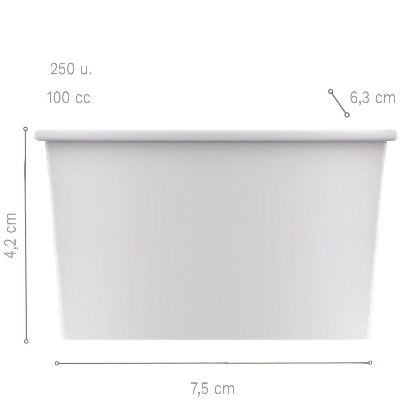 PAPER ICE CREAM CONES 7.5 x 6.3 x 4.2 cm - 100 cc - 250 uni