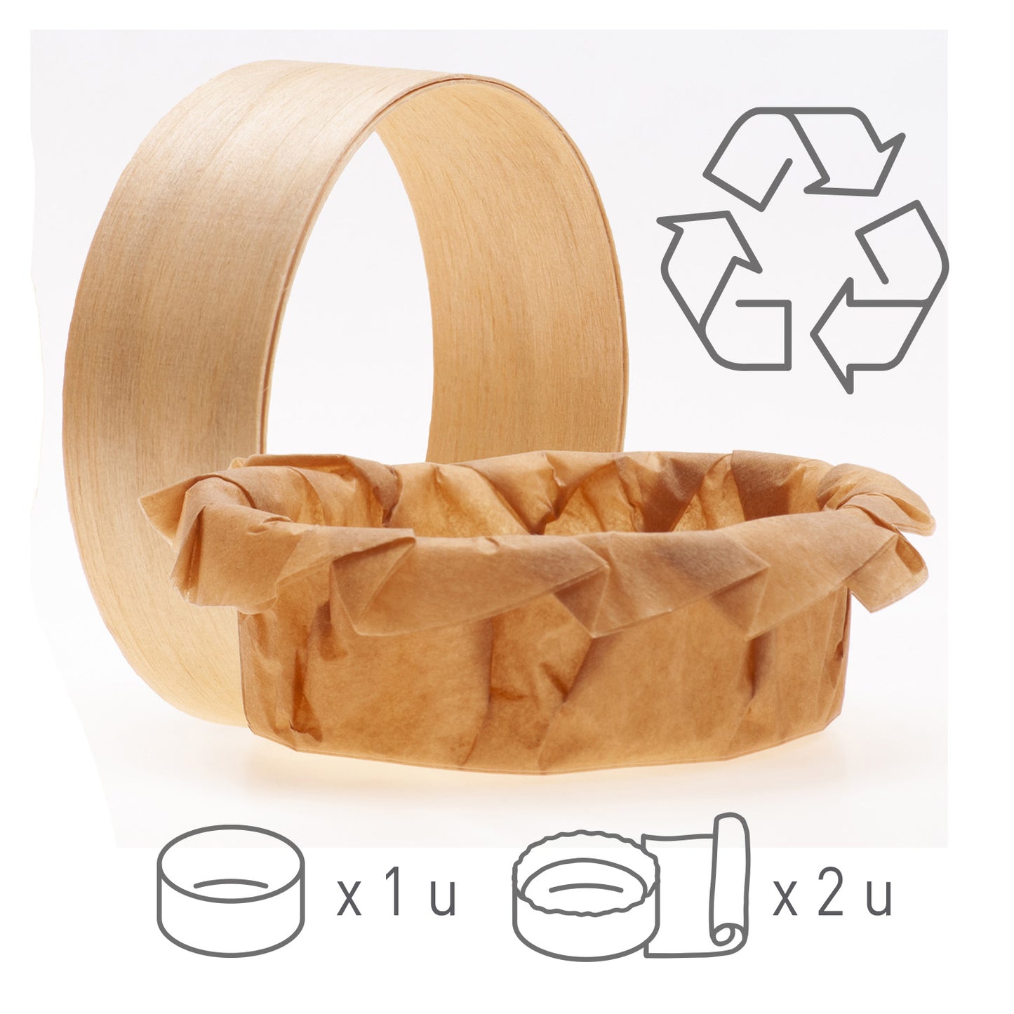 )ANNEAUX EN BOIS 12 Ø X 4 H CM AVEC PAPIER - 60 UDS