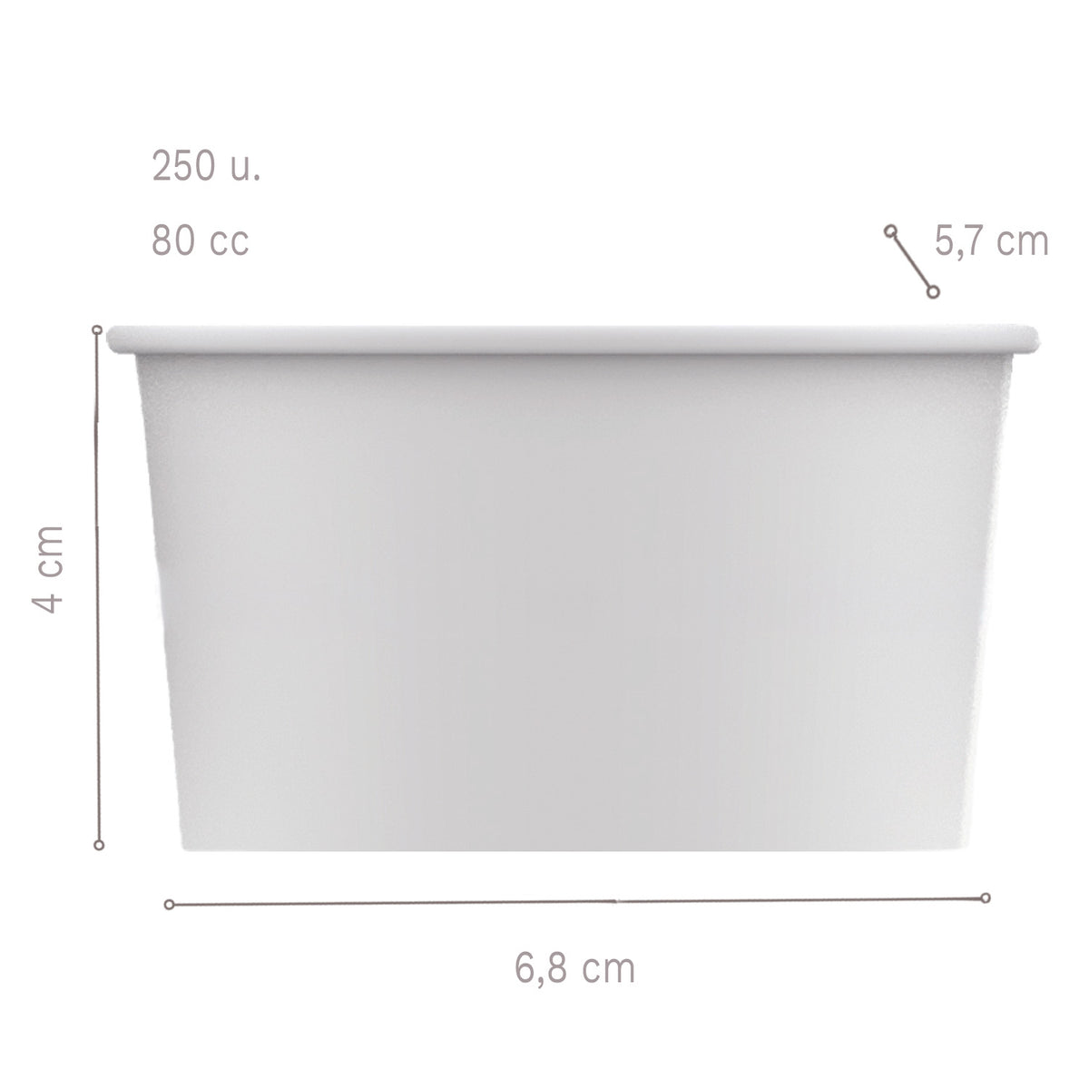 TARRINAS PAPEL PARA HELADO 6,8X5,7XH4CM - 80 CC - 250 UD