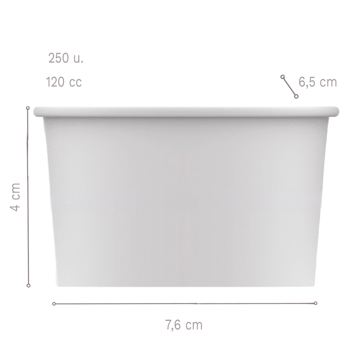 PAPER ICE CREAM CONES 7.6X6.5XH4CM - 120 CC - 250 UNITS