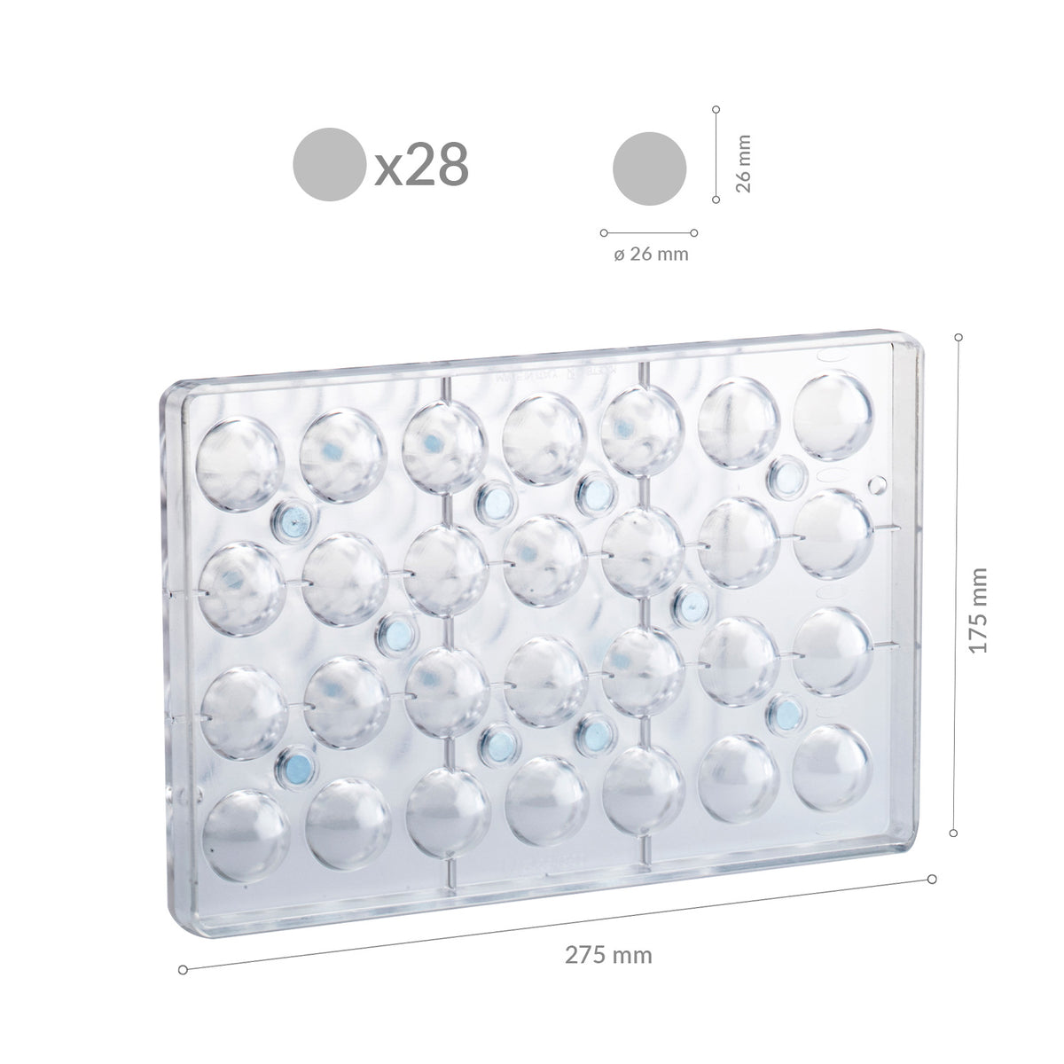 STAMPO POLICARBONATO CON CALAMITE SFERA 3D 26X26H26MM | 28PCS