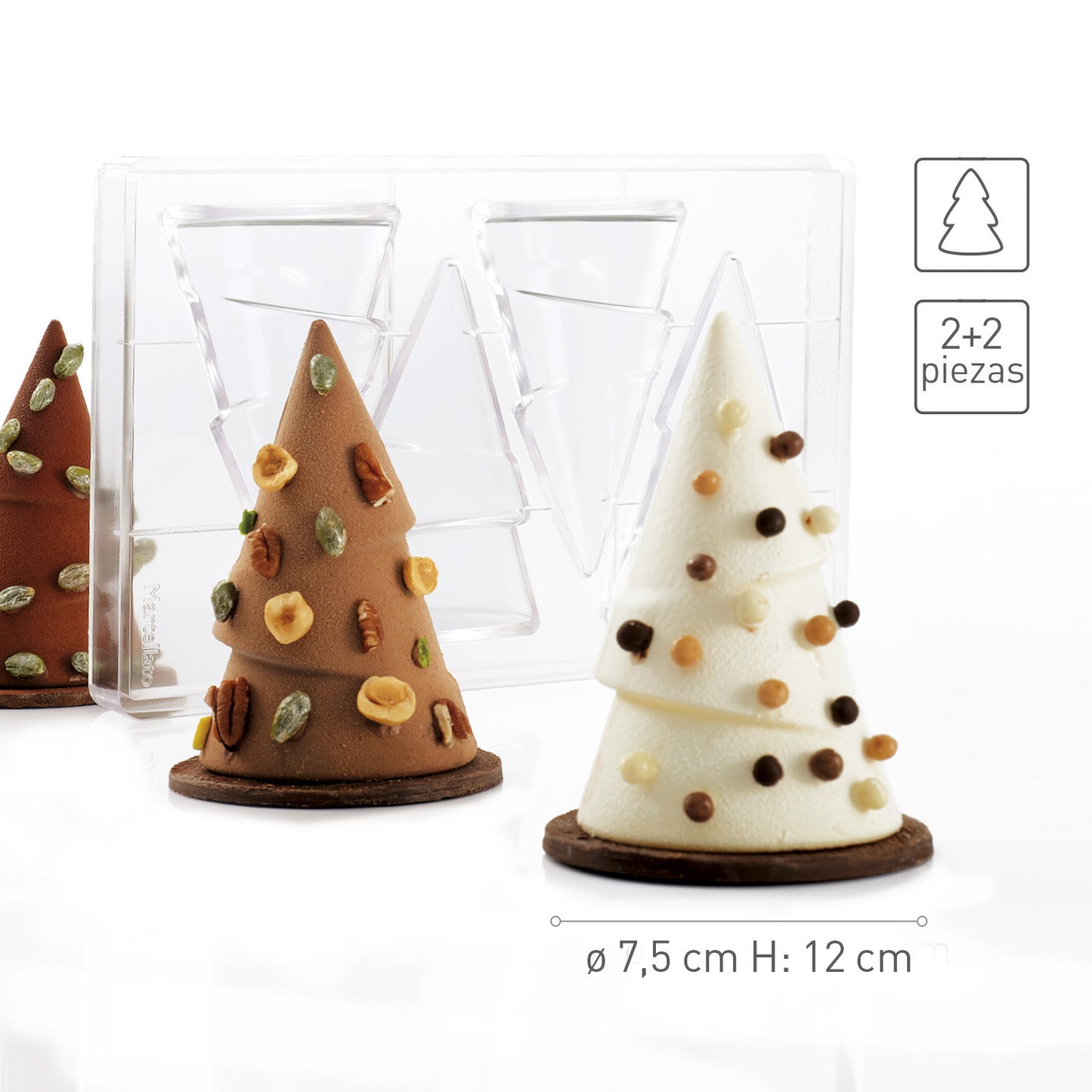 MOULE POLYCARBONATE ARBRE DE NOËL Ø 75 H 120MM | 4 PIÈCES