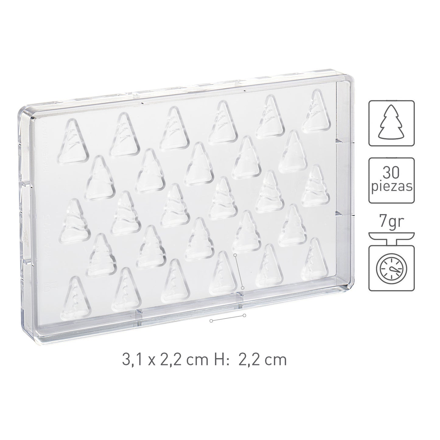 MOULE POLYCARBONATE ARBRE DE NOËL TREE 31X22 H 22MM | 30 PIÈCES