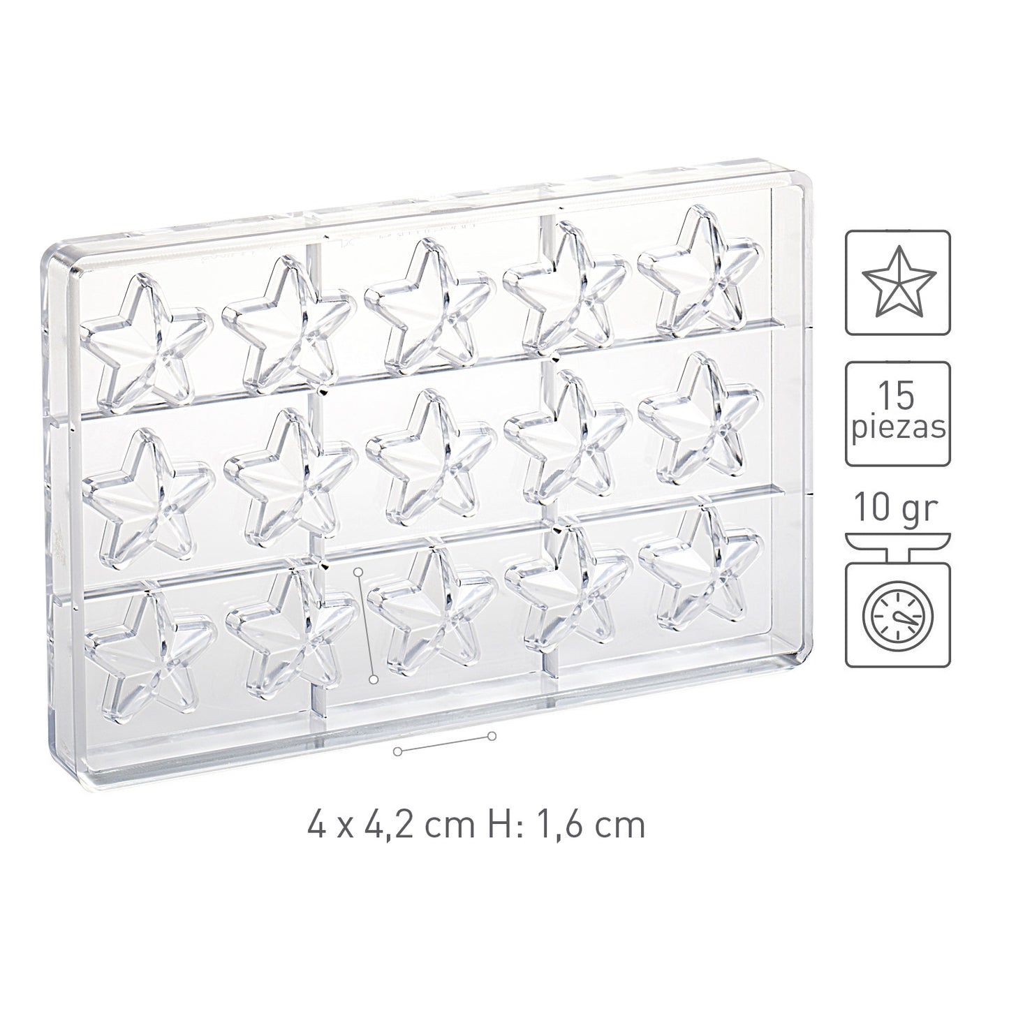 MOLDE POLICARBONATO ESTRELLA 40X42 H 16MM | 15 PIEZAS