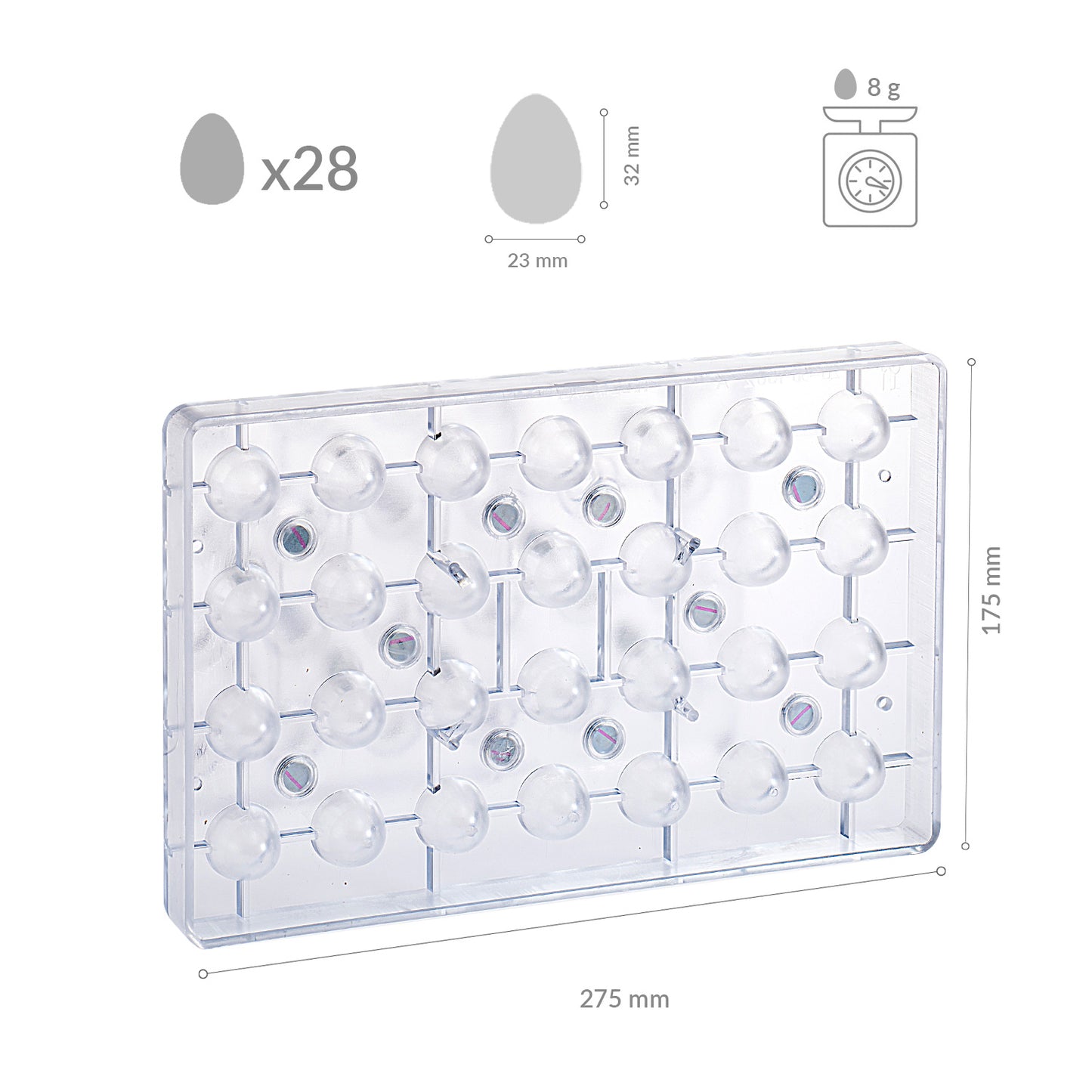 MOLDE POLICARBONATO MAGNETICO HUEVO 3D 23X3S2H23MM | 28PZS